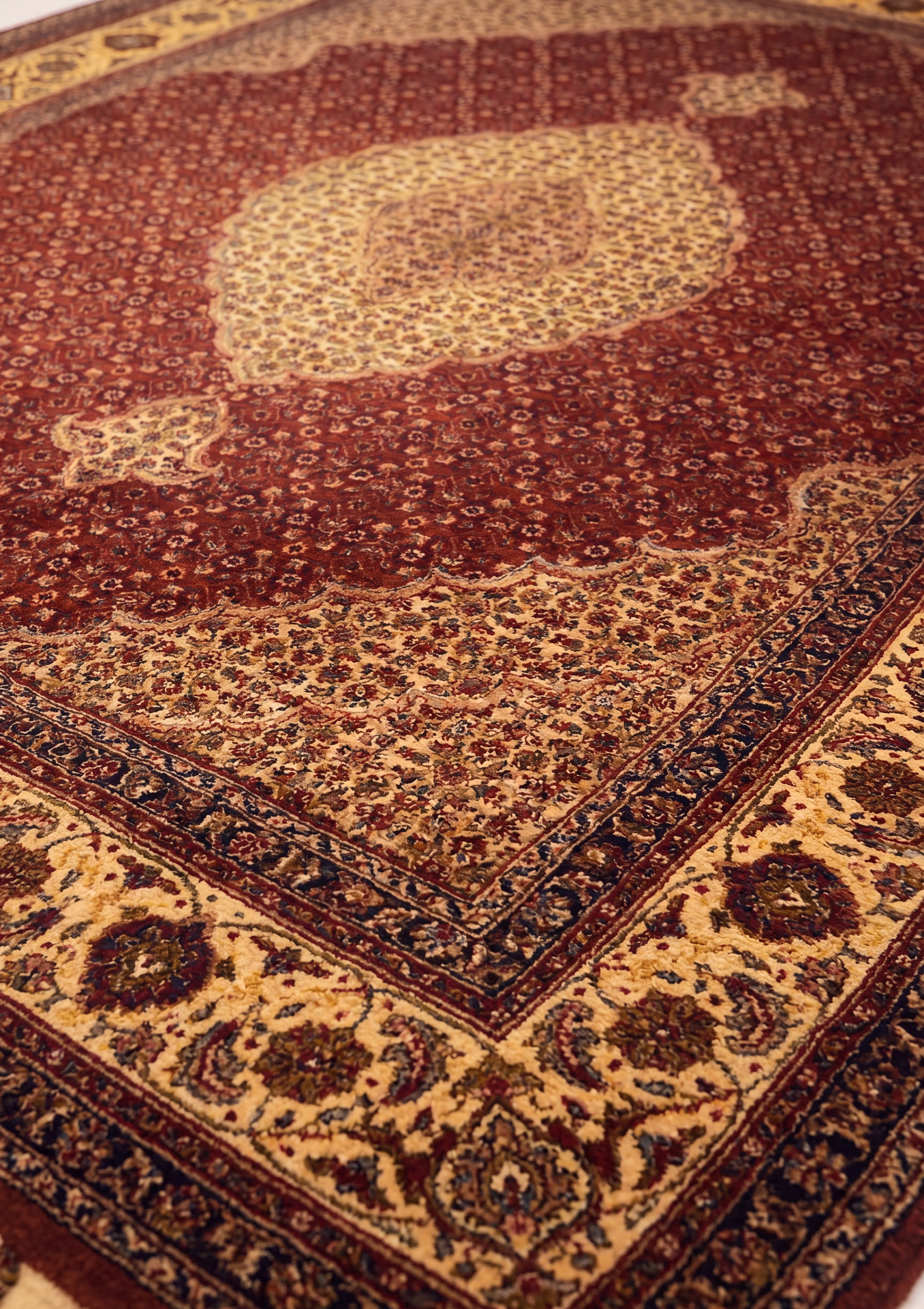 Tabriz Mahi Masterpiece, Tabriz persian rug, in red, Silk and Wool, 152x244 cm, Nasim Carpets Malaysia — view 3