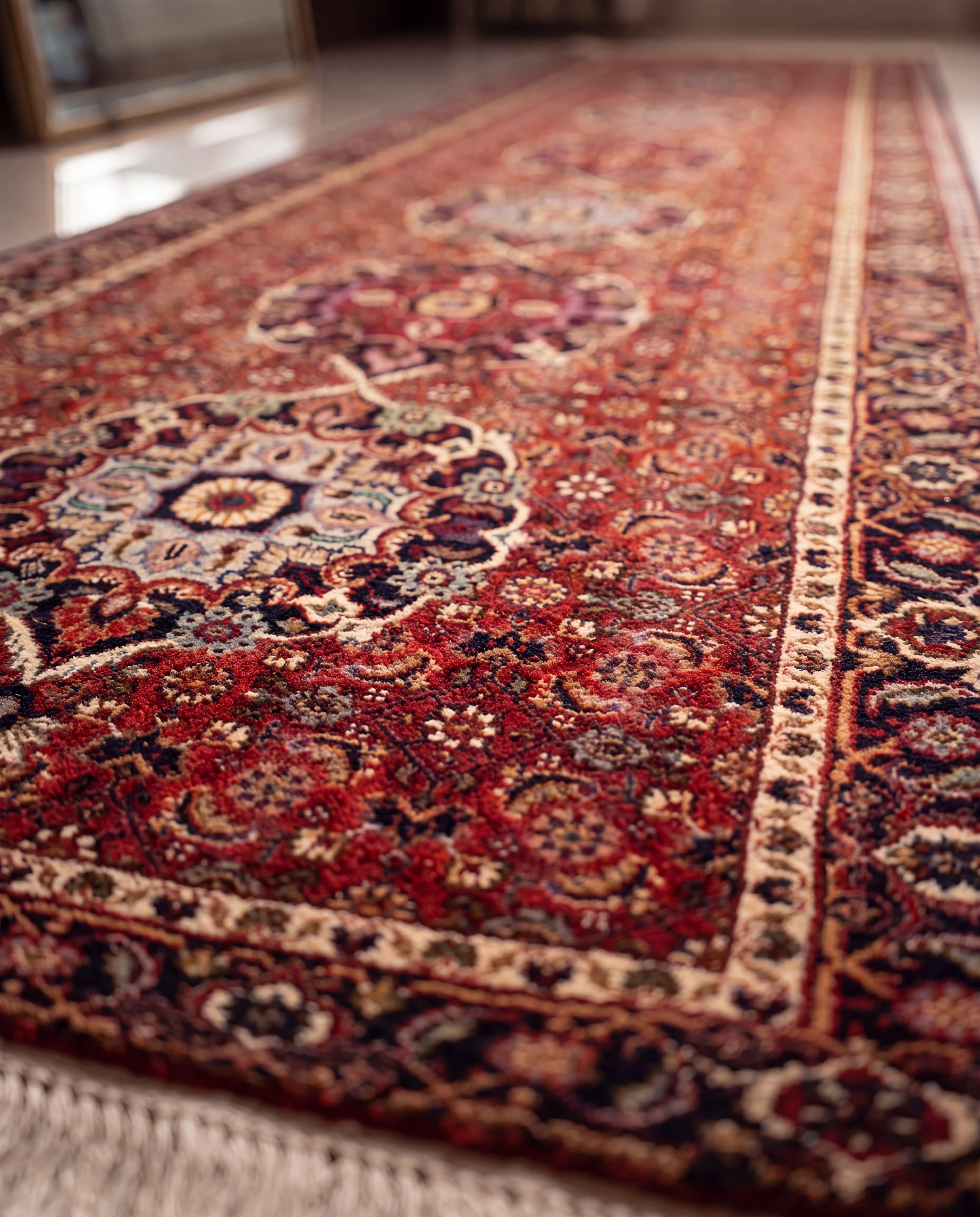 Bidjar Medallion Runner Red, Bidjar persian rug, in madder red, Wool, 64x274 cm, Nasim Carpets Malaysia — view 3