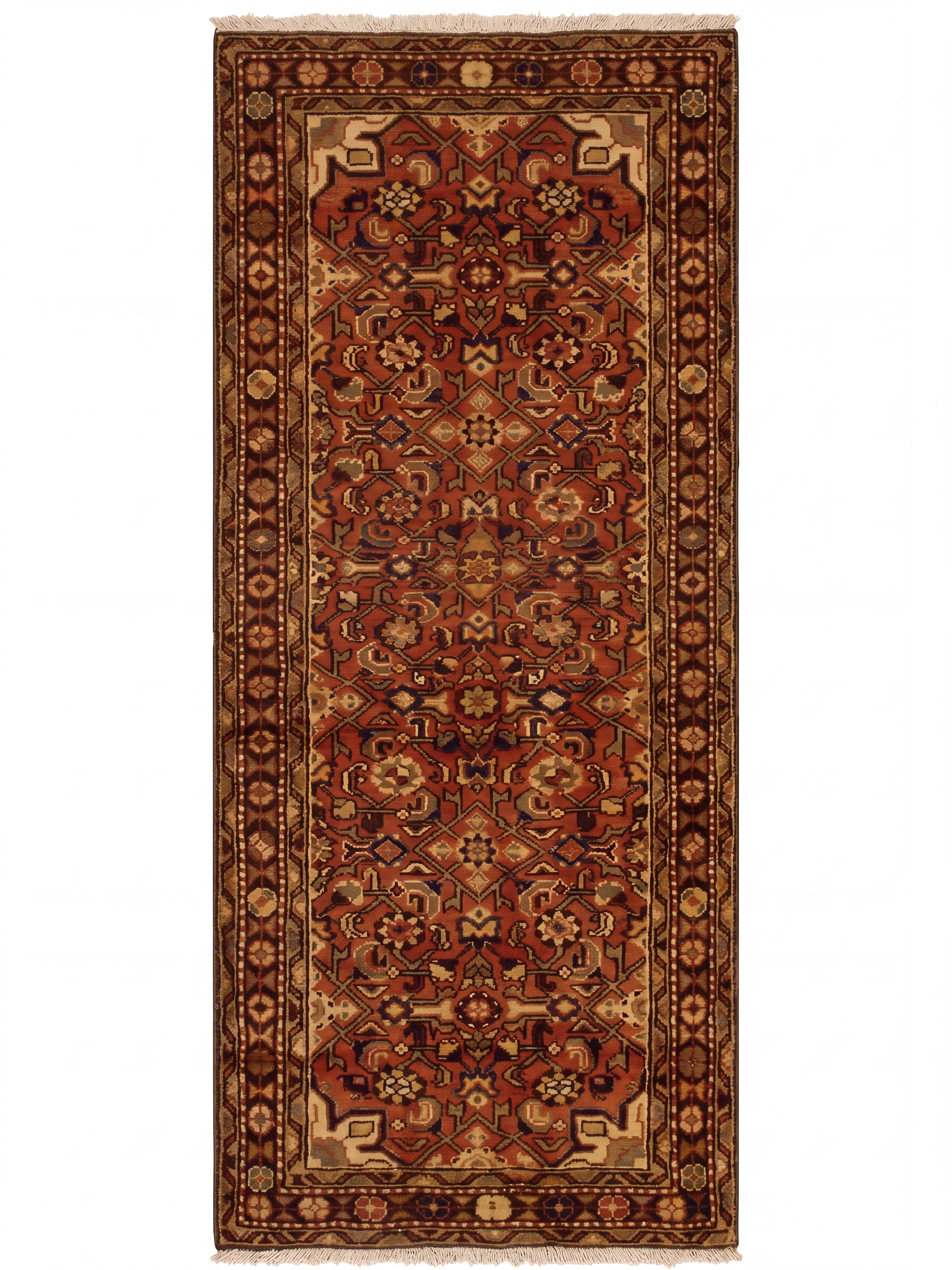 Bidjar Herati Runner Rust, Bidjar, Iran persian rug, in rust red, Wool, 79x311 cm, Nasim Carpets Malaysia — view 1