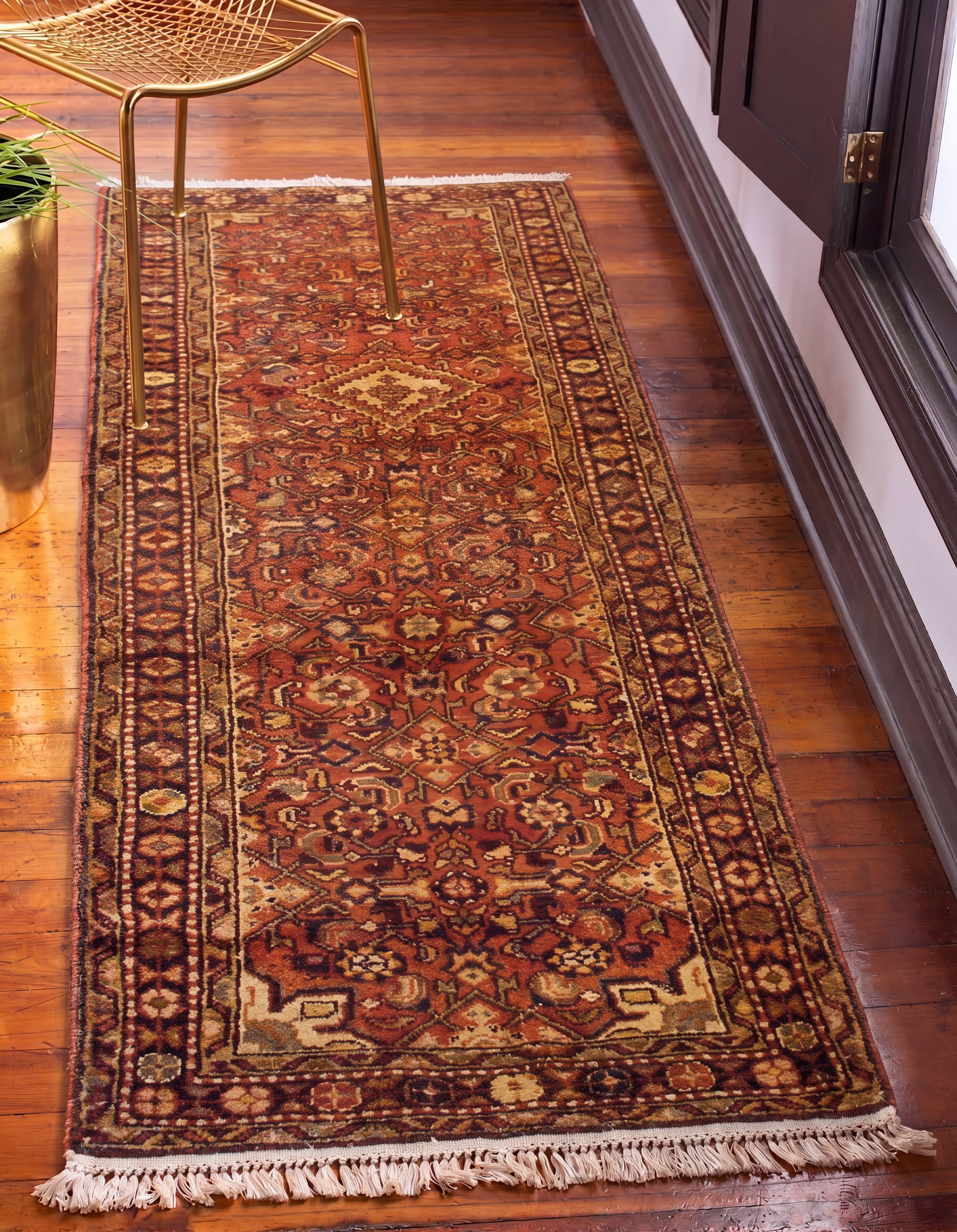 Bidjar Herati Runner Rust, Bidjar, Iran persian rug, in rust red, Wool, 79x311 cm, Nasim Carpets Malaysia — view 2