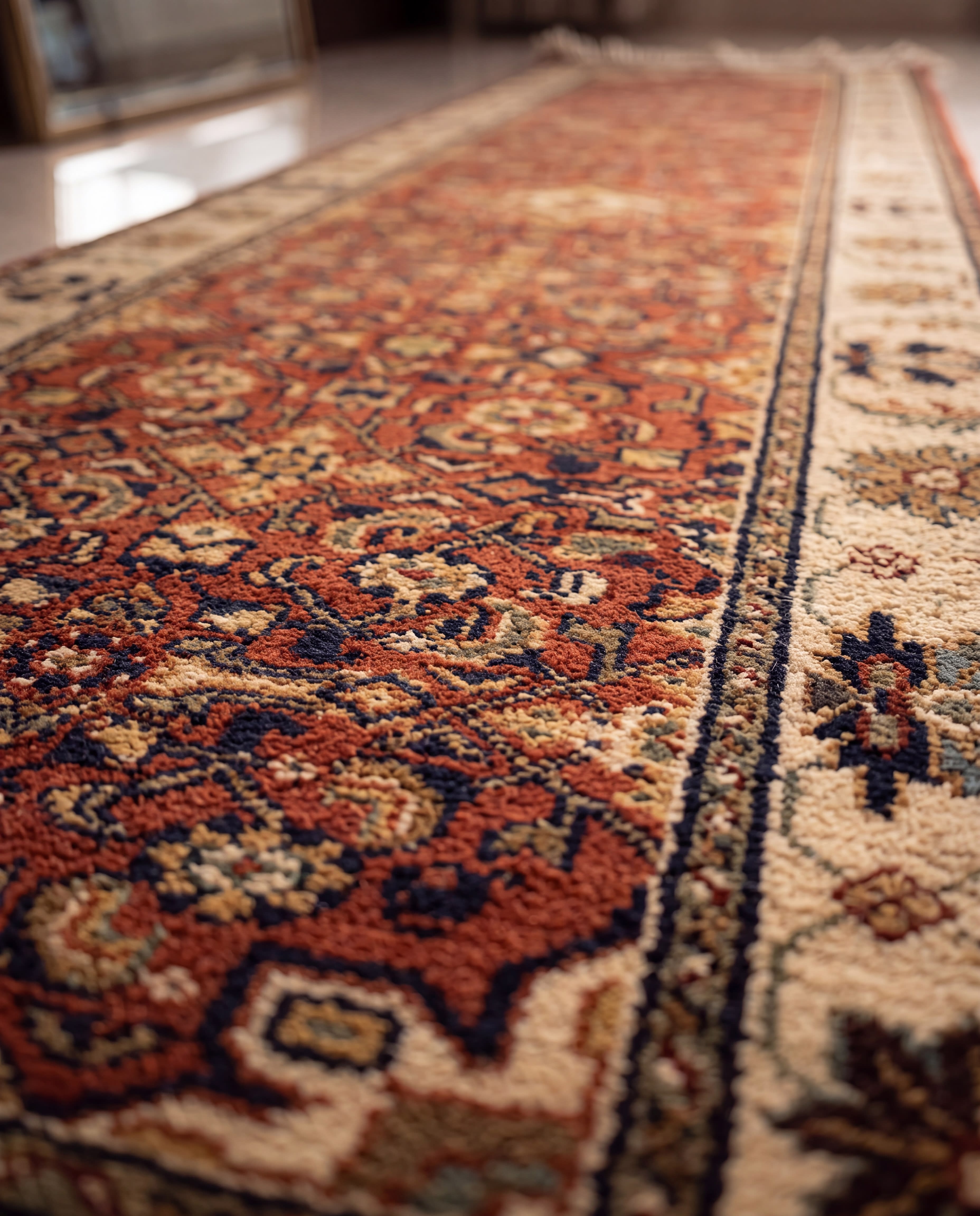 Bidjar Herati Runner Rust, Bidjar, Iran persian rug, in rust red, Wool, 79x311 cm, Nasim Carpets Malaysia — view 3