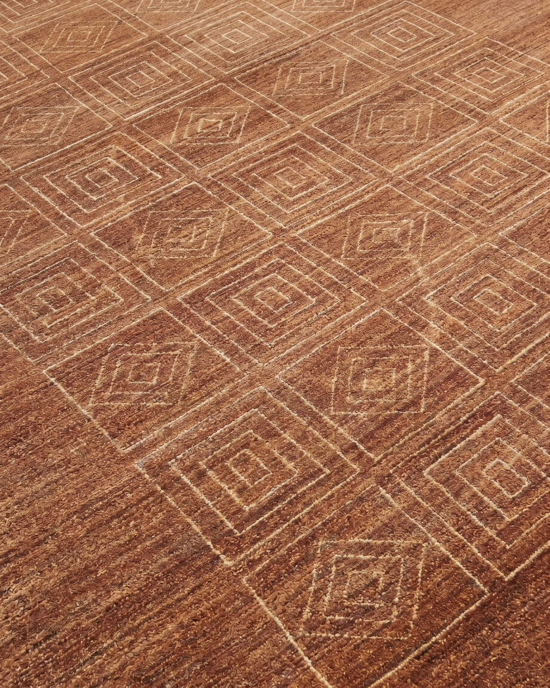 Gabbeh Geometric Grid Brown, Fars Province, Iran persian rug, in cinnamon brown, Wool, 162x244 cm, Nasim Carpets Malaysia — view 3