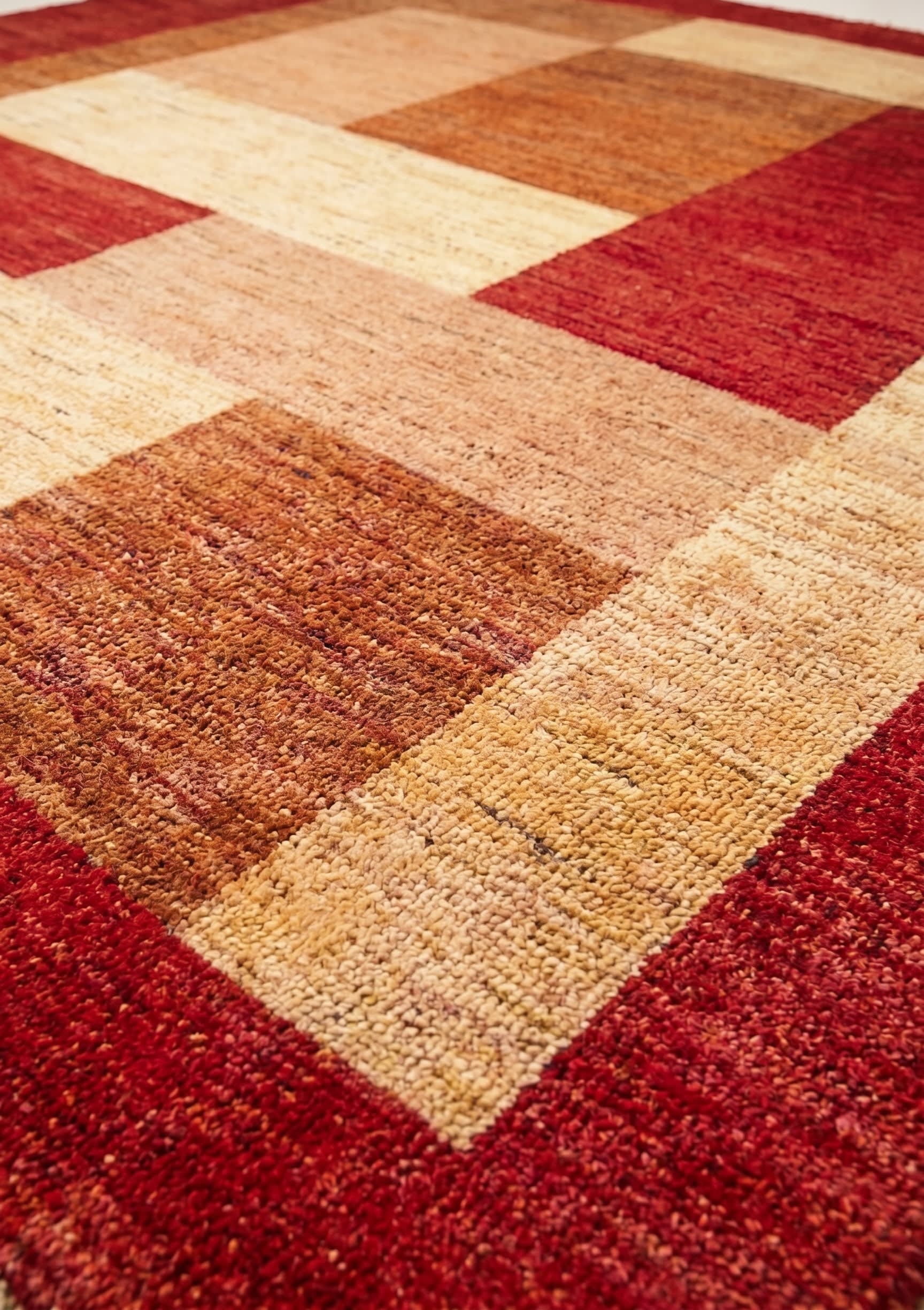 Pakistani Gabbeh Geometric Red, Pakistan modern rug, in crimson red, Wool, 183x274 cm, Nasim Carpets Malaysia — view 3
