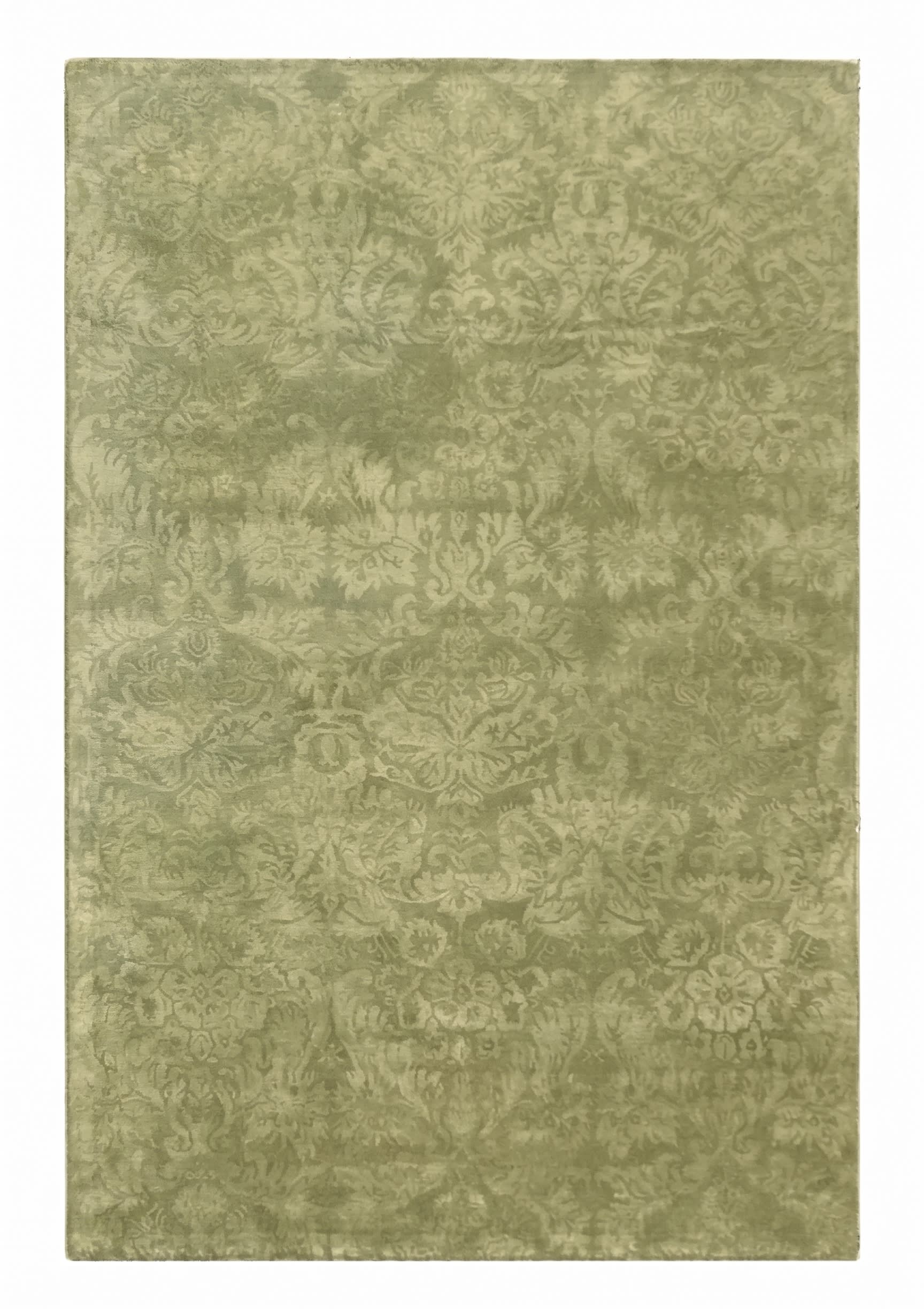 Indian Damask Sage, Jaipur, India modern rug, in sage green, Wool, 119x180 cm, Nasim Carpets Malaysia — view 1