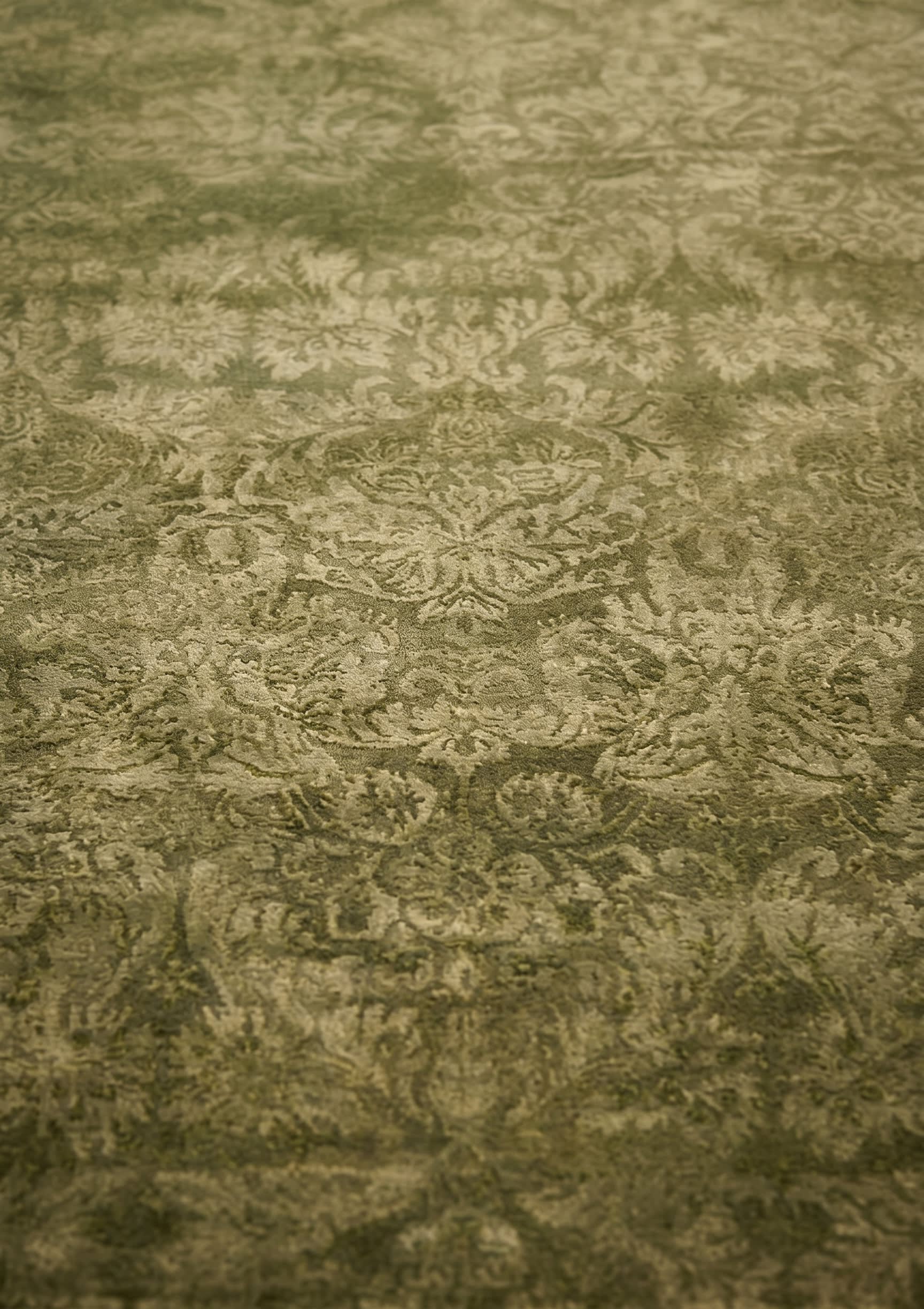 Indian Damask Sage, Jaipur, India modern rug, in sage green, Wool, 119x180 cm, Nasim Carpets Malaysia — view 3