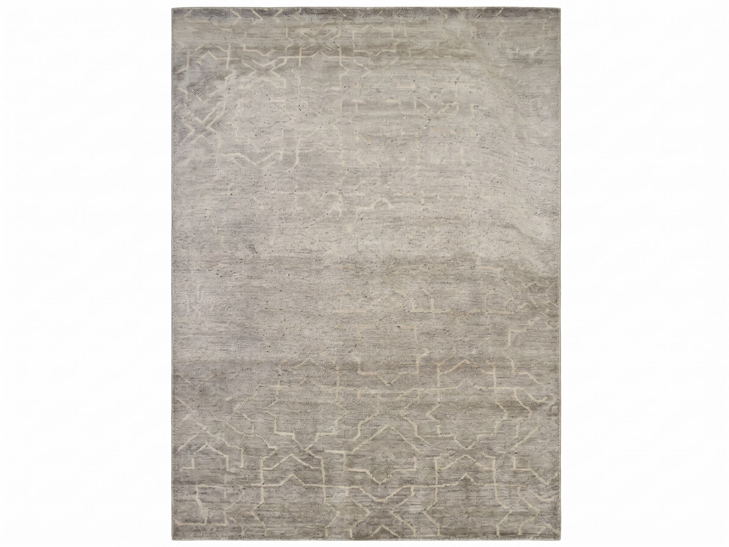 Tibetan Minimalist Grey, Nepal modern rug, in silver grey, Wool, 253x305 cm, Nasim Carpets Malaysia — view 1