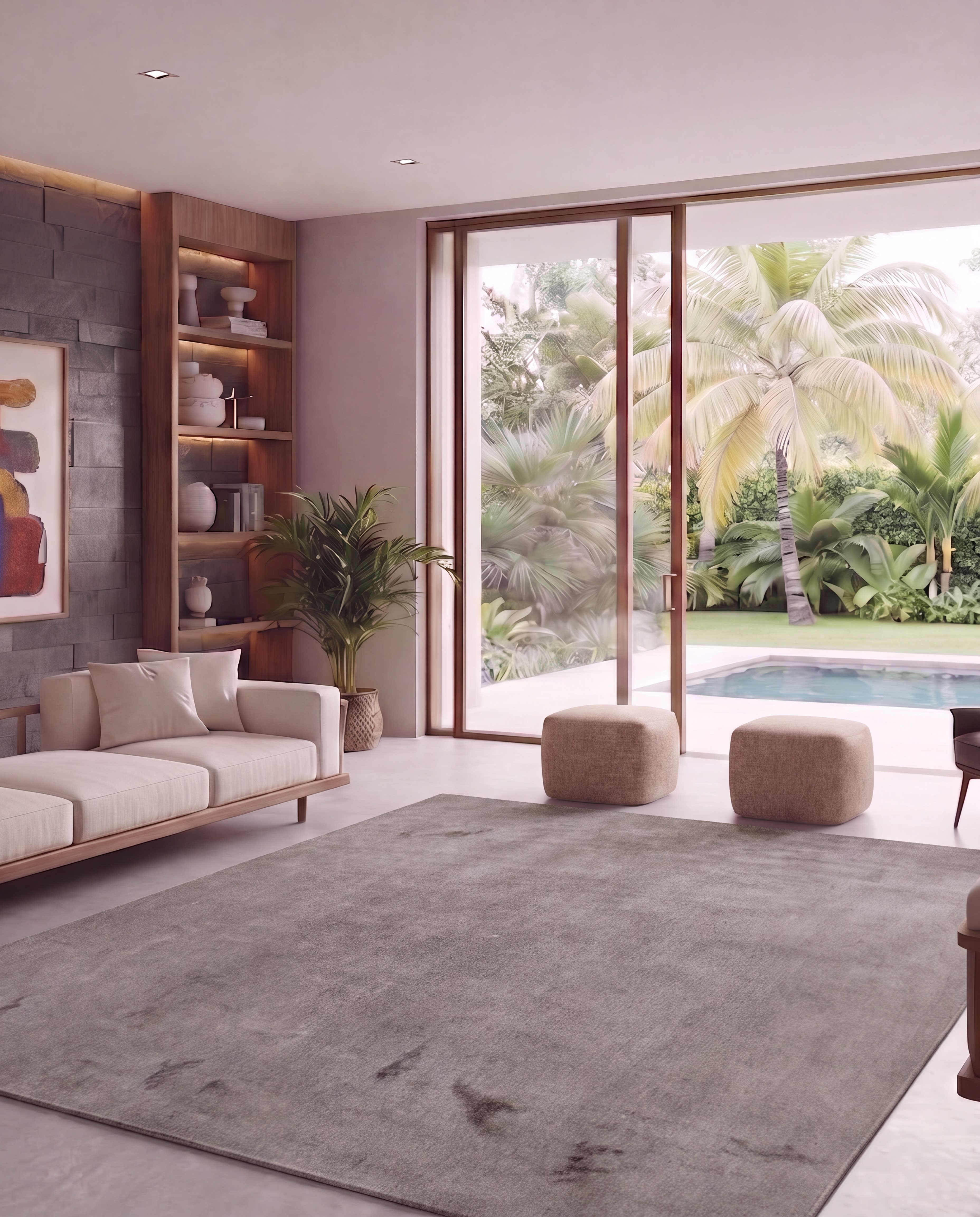 Indian Plain Solid Taupe, Bhadohi, India modern rug, in taupe, Silk and Wool, 314x396 cm, Nasim Carpets Malaysia — view 2