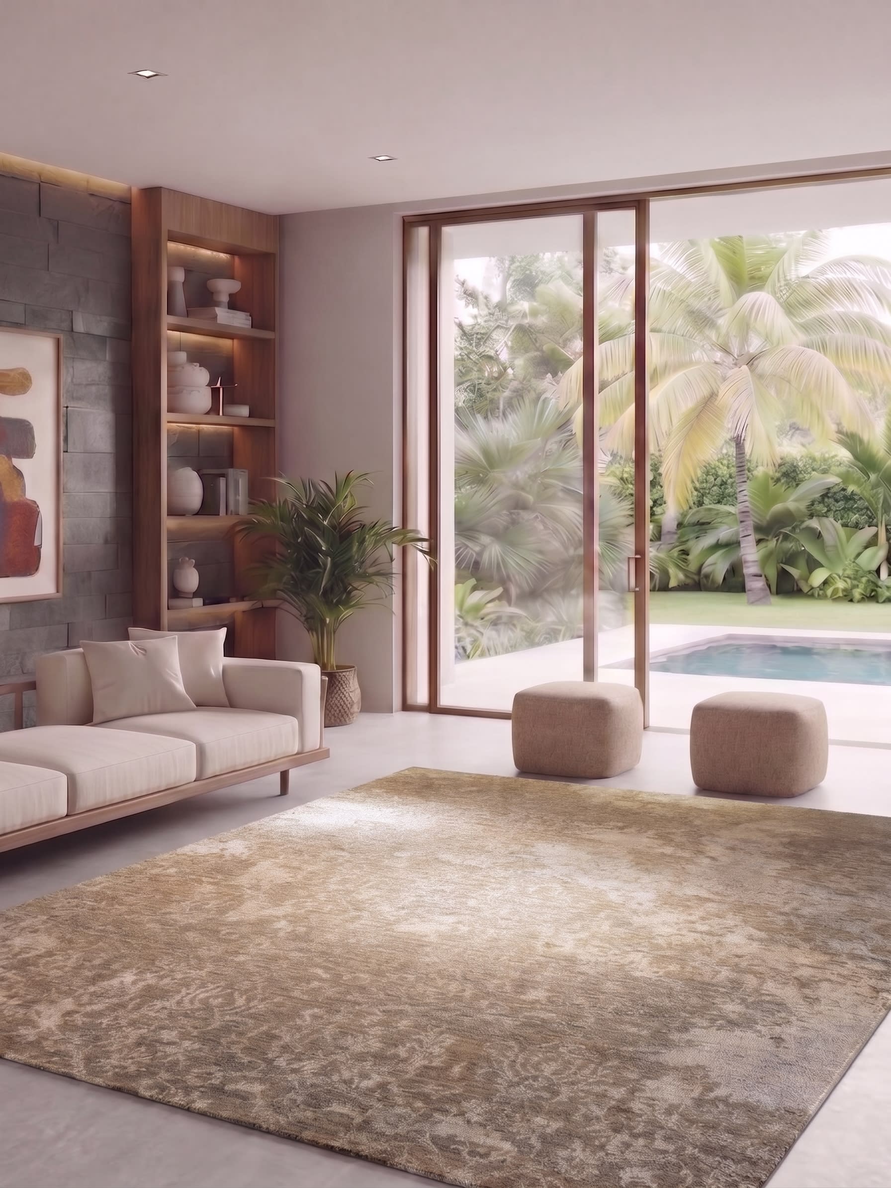 Jaipur Erased Floral Taupe, Jaipur, India modern rug, in taupe, Silk and Wool, 244x305 cm, Nasim Carpets Malaysia — view 2
