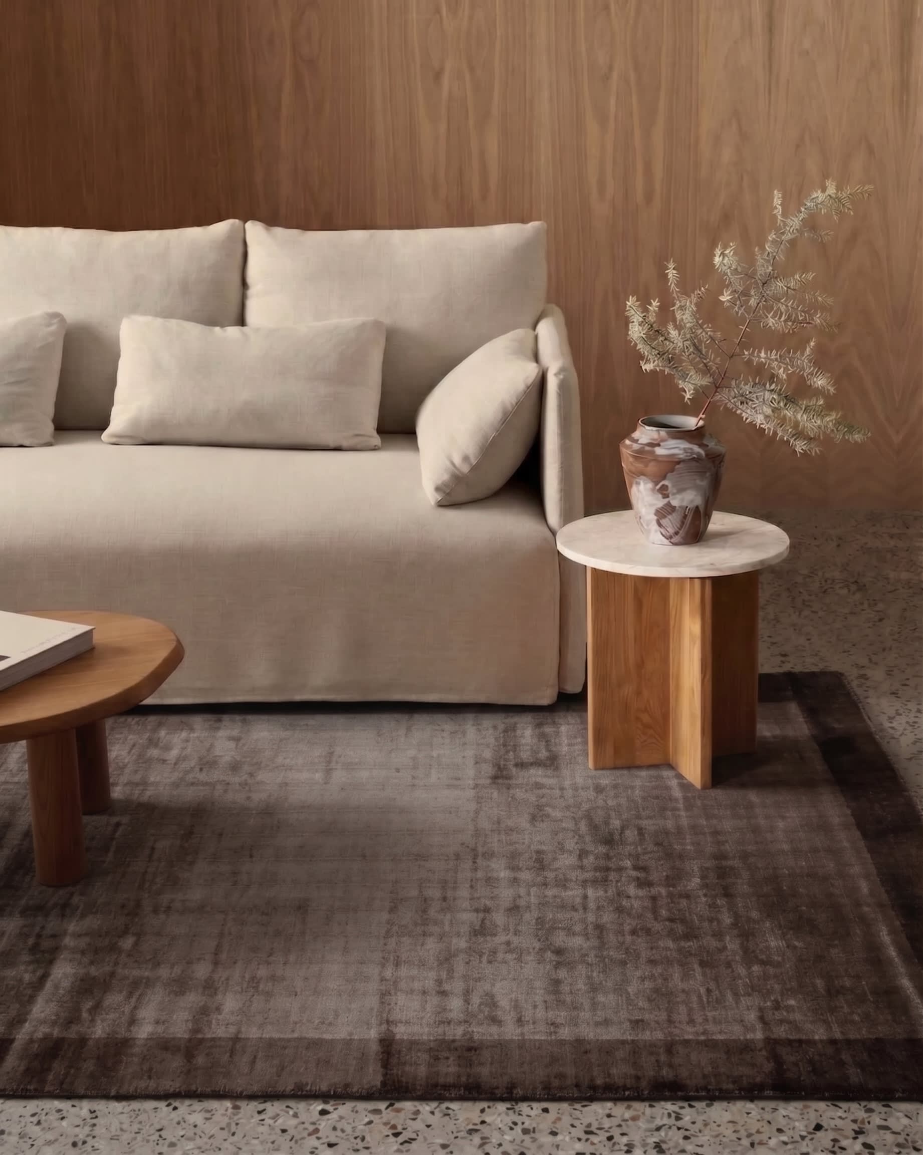 Indian Silk Border Brown, Varanasi, India modern rug, in espresso brown, Pure Silk, 152x250 cm, Nasim Carpets Malaysia — view 2