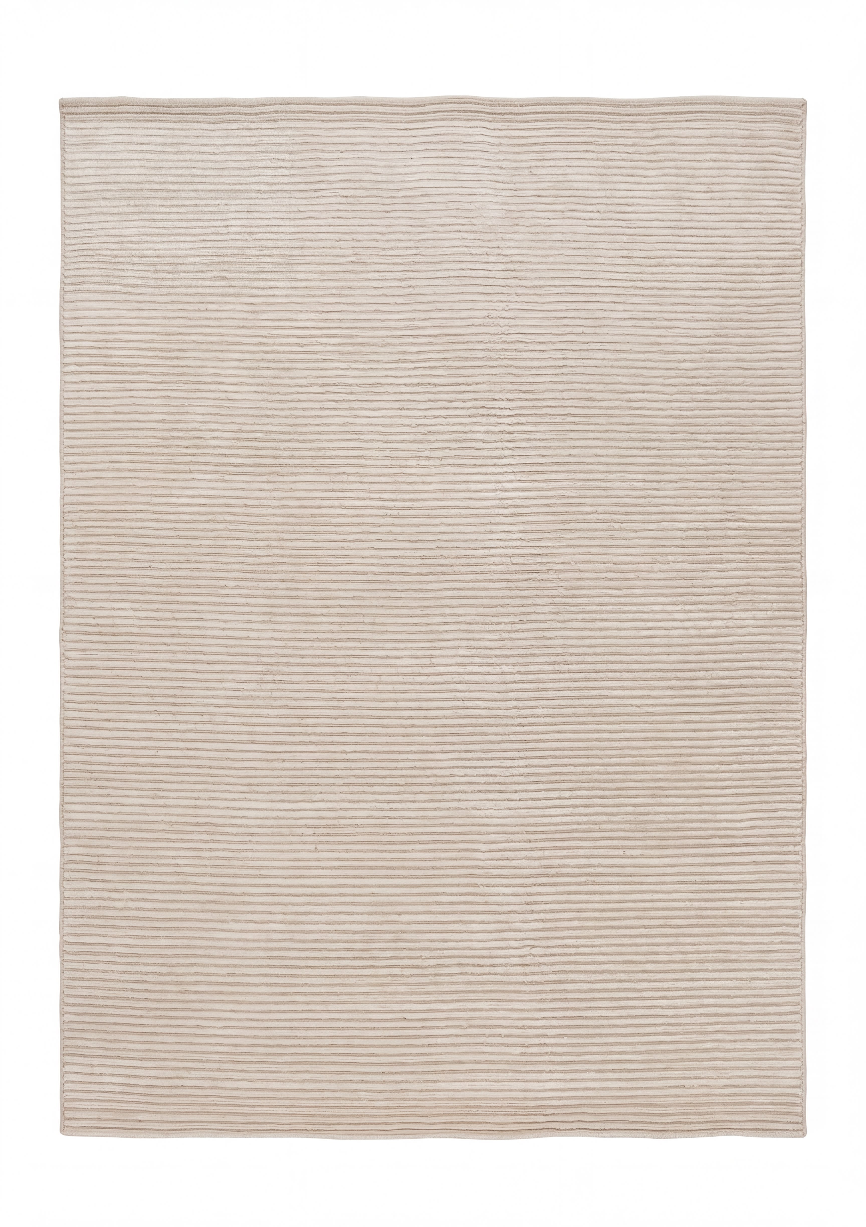 Nepali Ribbed Minimalist Ivory, Nepal (Kathmandu Valley) modern rug, in warm ivory, Pure Silk, 274x357 cm, Nasim Carpets Malaysia — view 1