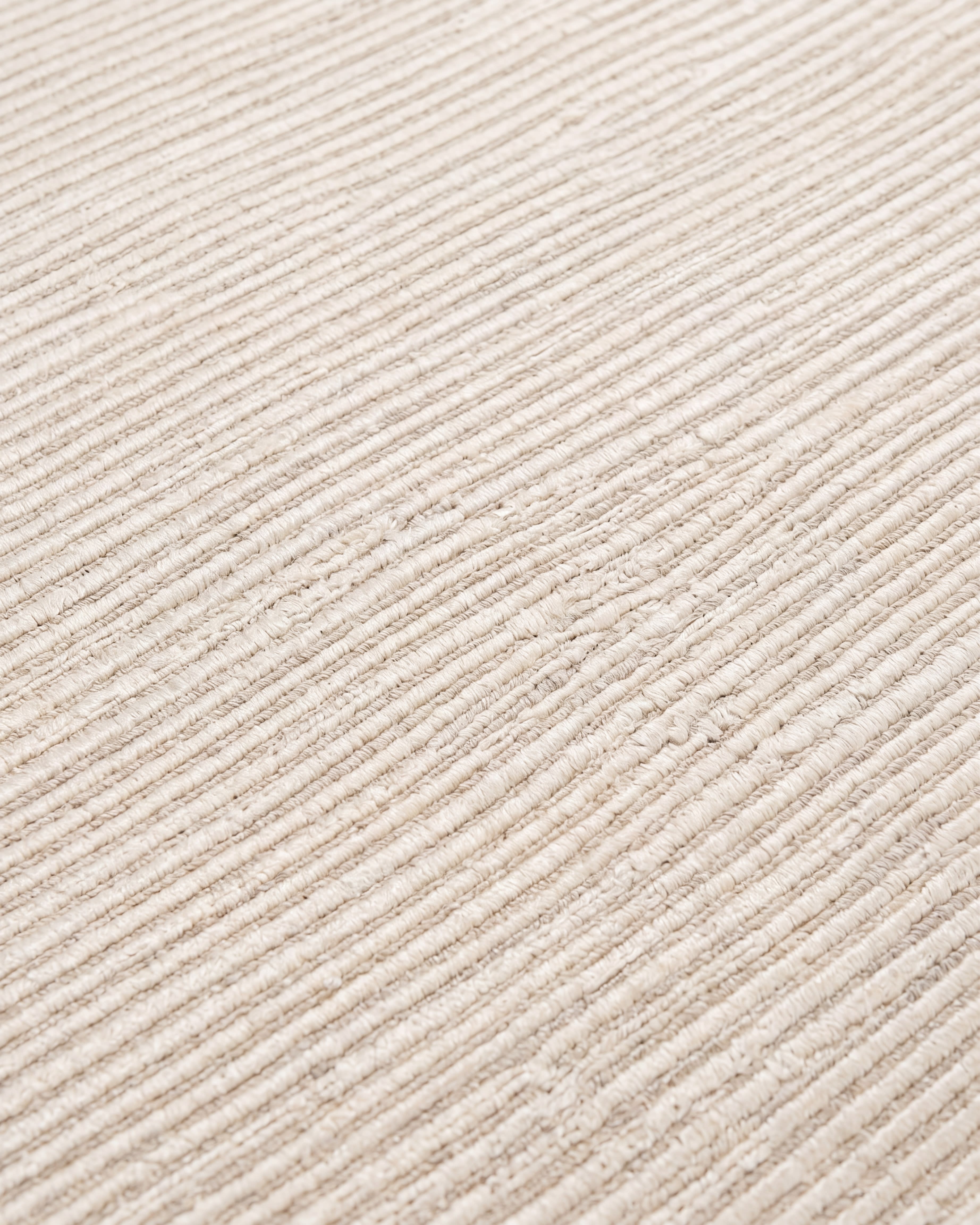 Nepali Ribbed Minimalist Ivory, Nepal (Kathmandu Valley) modern rug, in warm ivory, Pure Silk, 274x357 cm, Nasim Carpets Malaysia — view 3