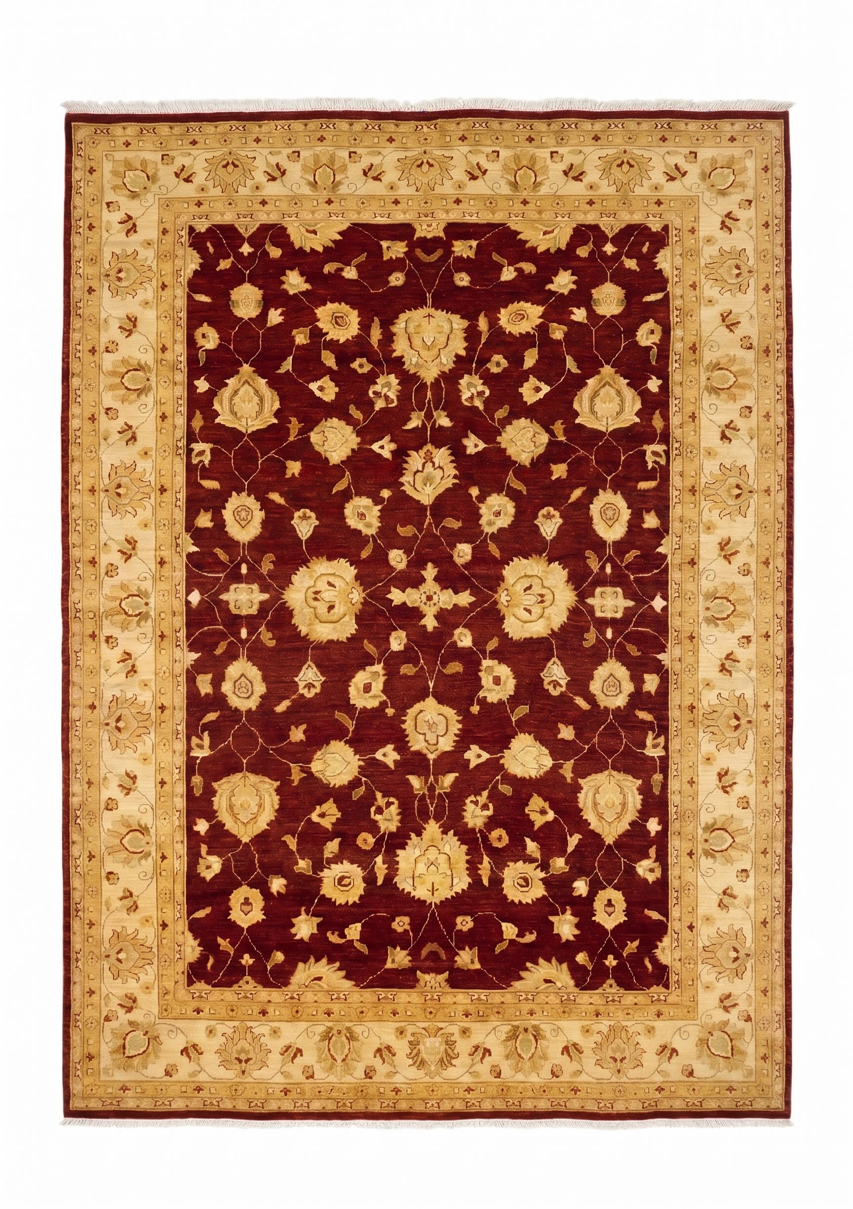 Sultanabad Palmette Vine Scroll Burgundy, Sultanabad (Arak), Iran persian rug, in madder burgundy, Wool, 183x244 cm, Nasim Carpets Malaysia — view 1