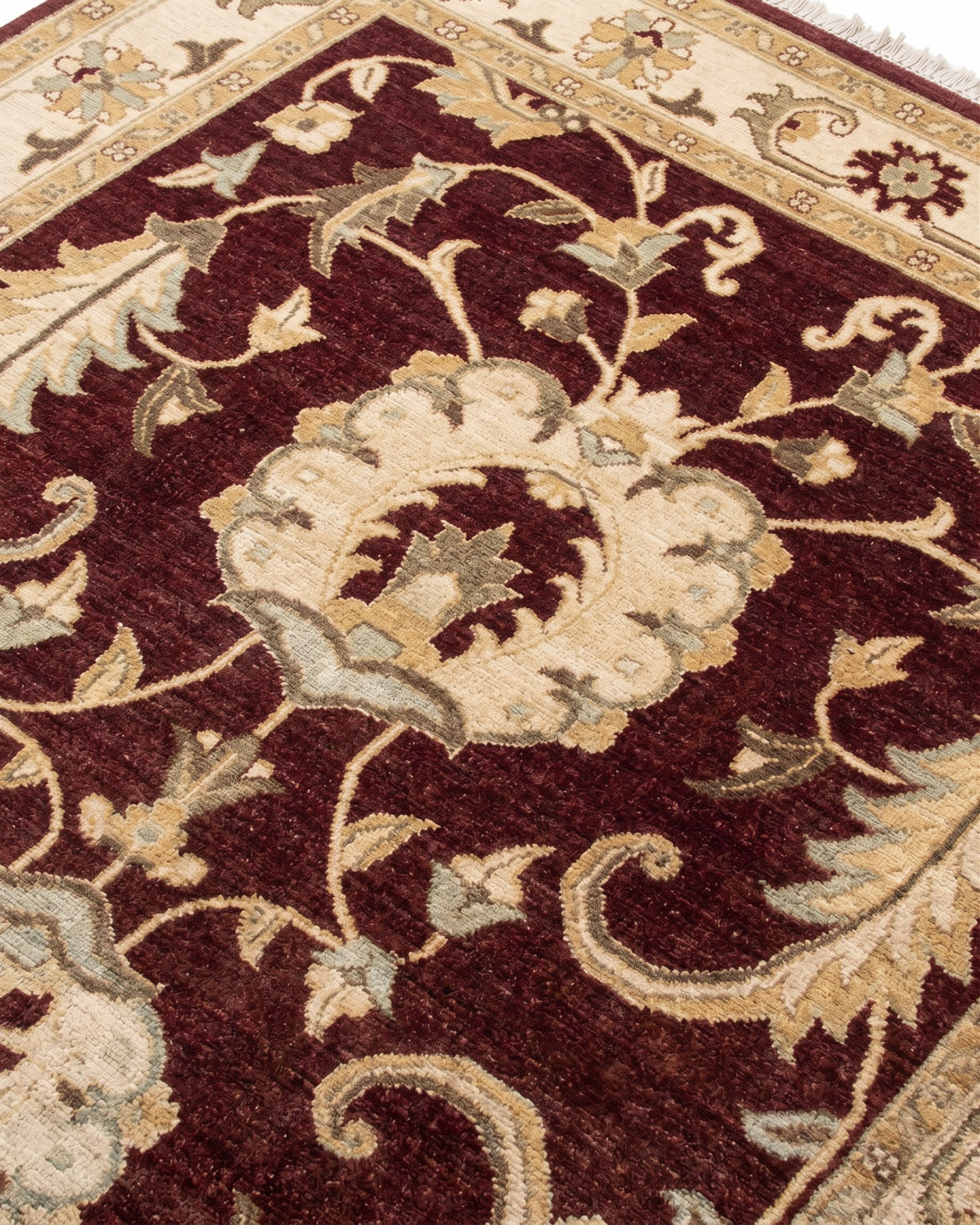 Sultanabad Palmette Vine Scroll Burgundy, Sultanabad (Arak), Iran persian rug, in madder burgundy, Wool, 183x244 cm, Nasim Carpets Malaysia — view 3