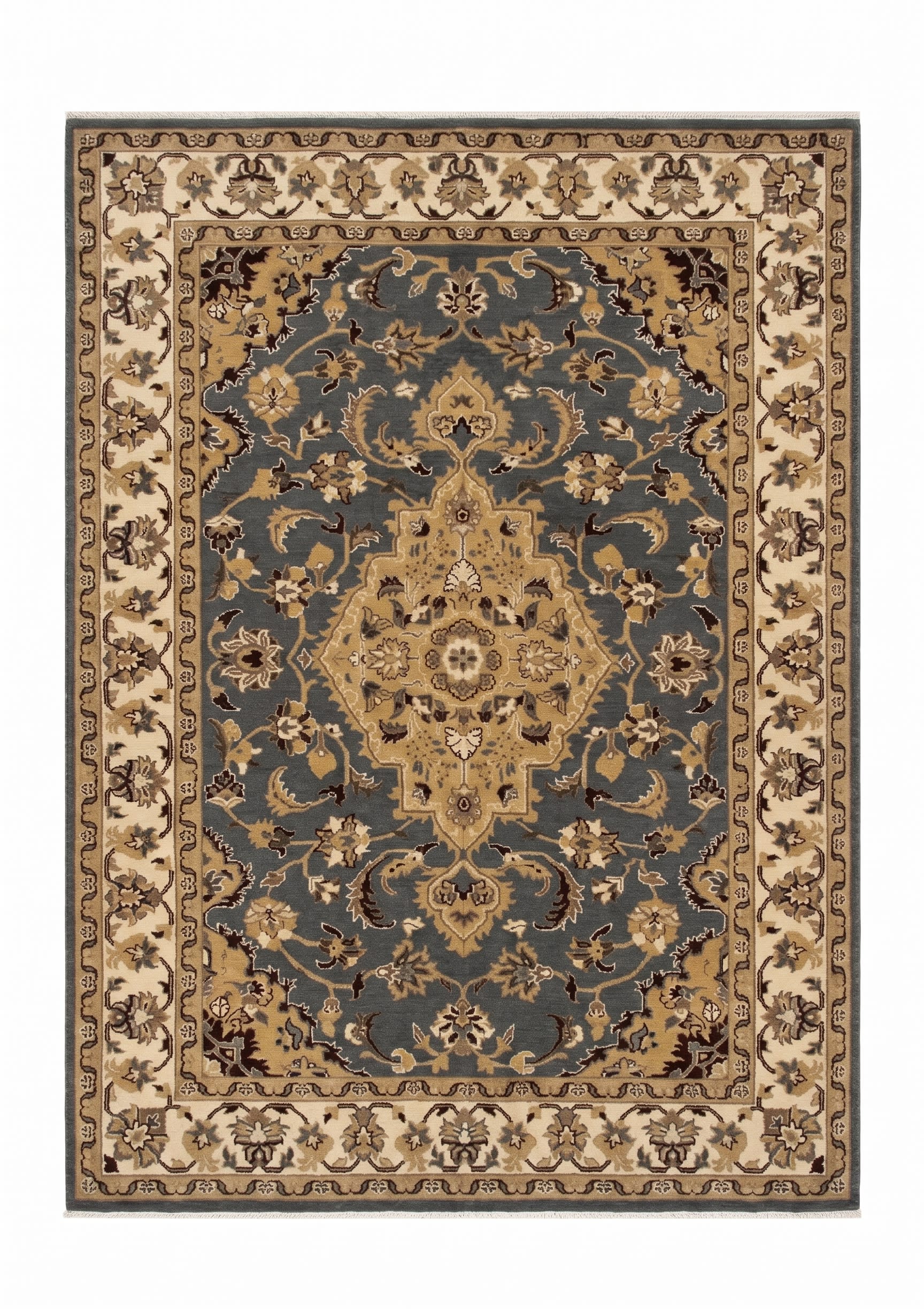 Agra Medallion Floral Slate, Agra, India persian rug, in slate grey, Wool, 152x198 cm, Nasim Carpets Malaysia — view 1