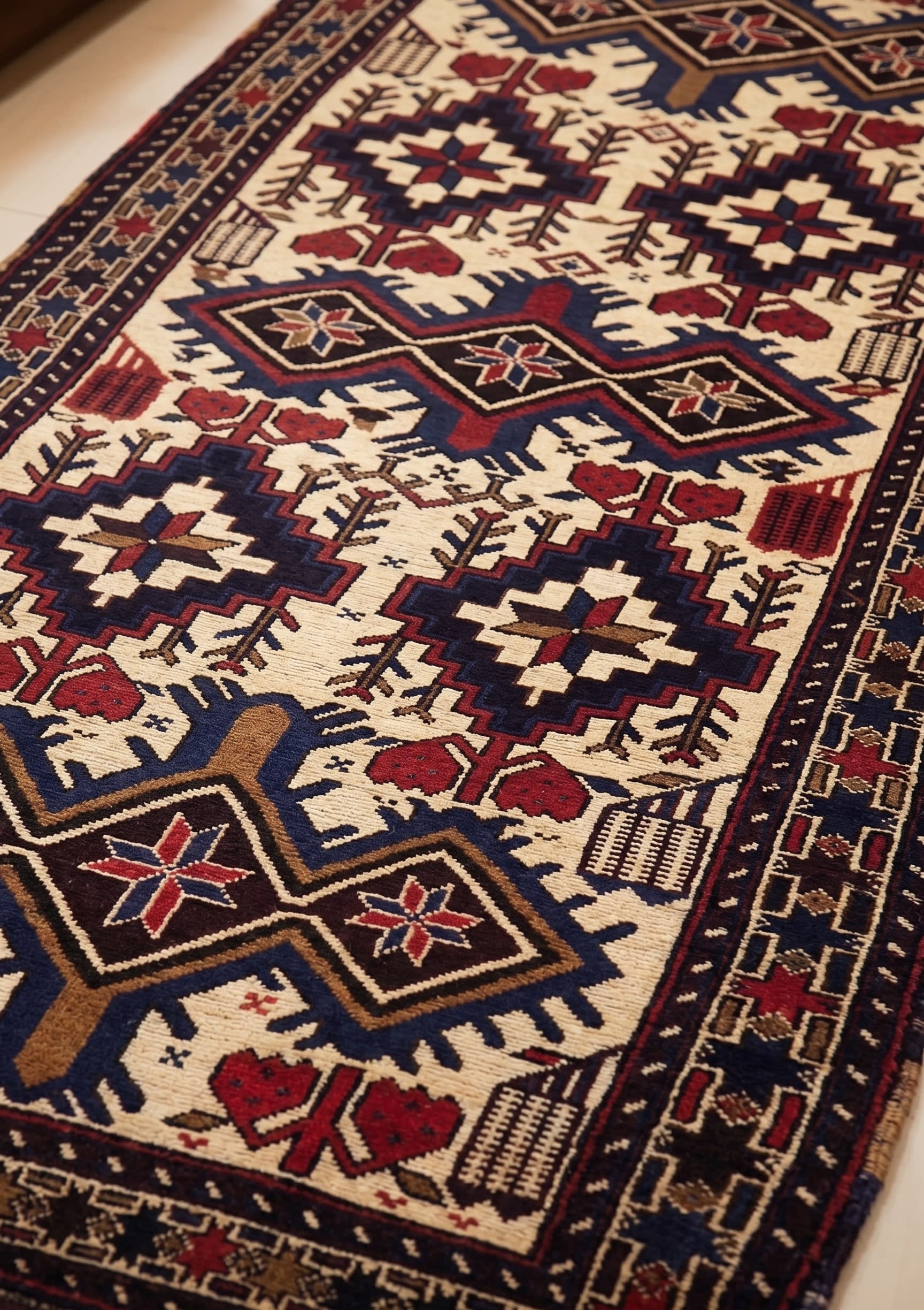 Afghan Kilim Runner Ivory Tree of Life, Afghanistan kilim rug, in ivory, Wool, 85x366 cm, Nasim Carpets Malaysia — view 3