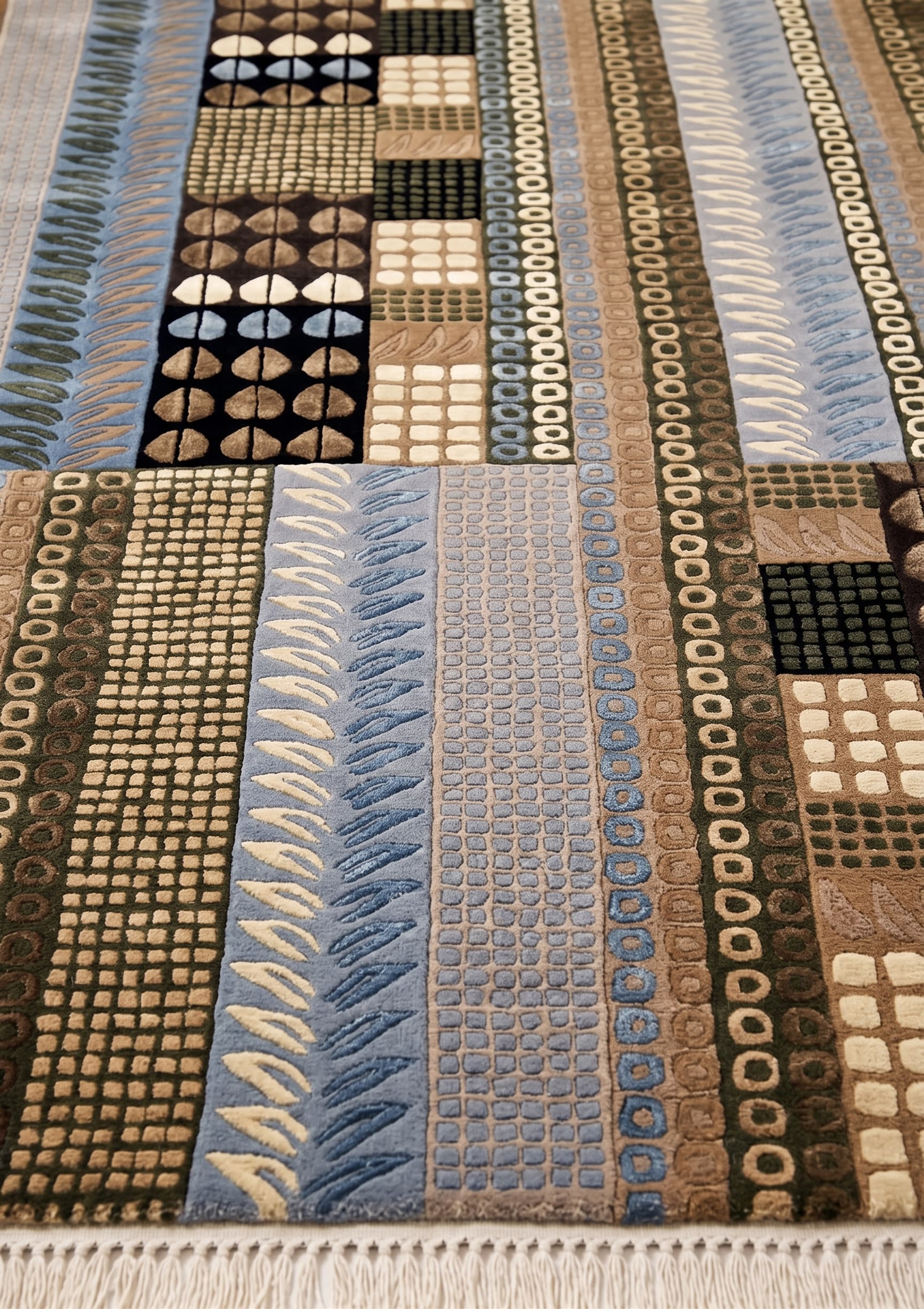 Scandinavian Modernist Stripe Multiblue, Scandinavia (Swedish or Finnish Mid-Century Modern design tradition) bespoke rug, in slate blue, Wool, 91x152 cm, Nasim Carpets Malaysia — view 3