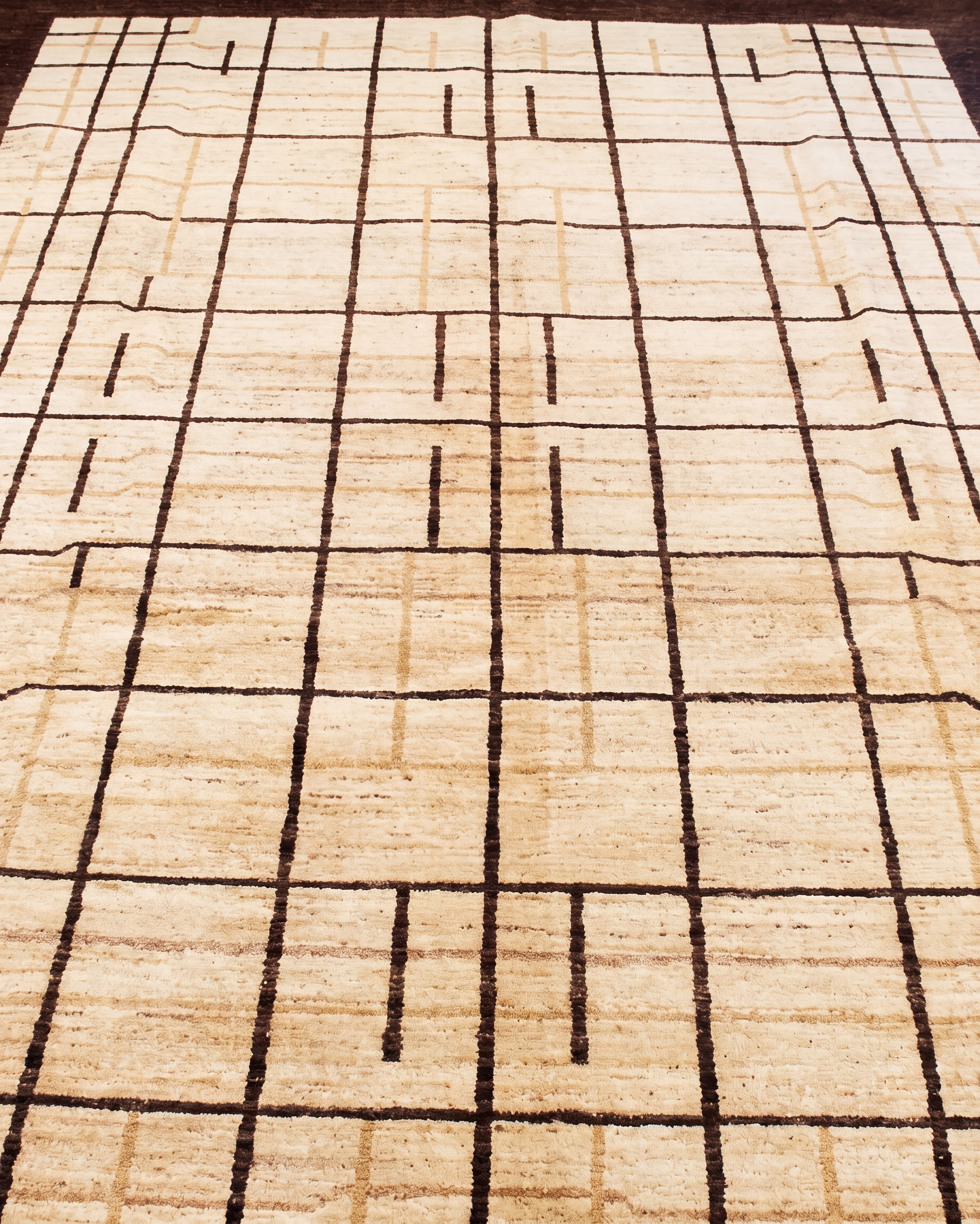 Kazak Linear Grid Ivory, Kazakhstan modern rug, in warm ivory, Wool, 183x274 cm, Nasim Carpets Malaysia — view 3