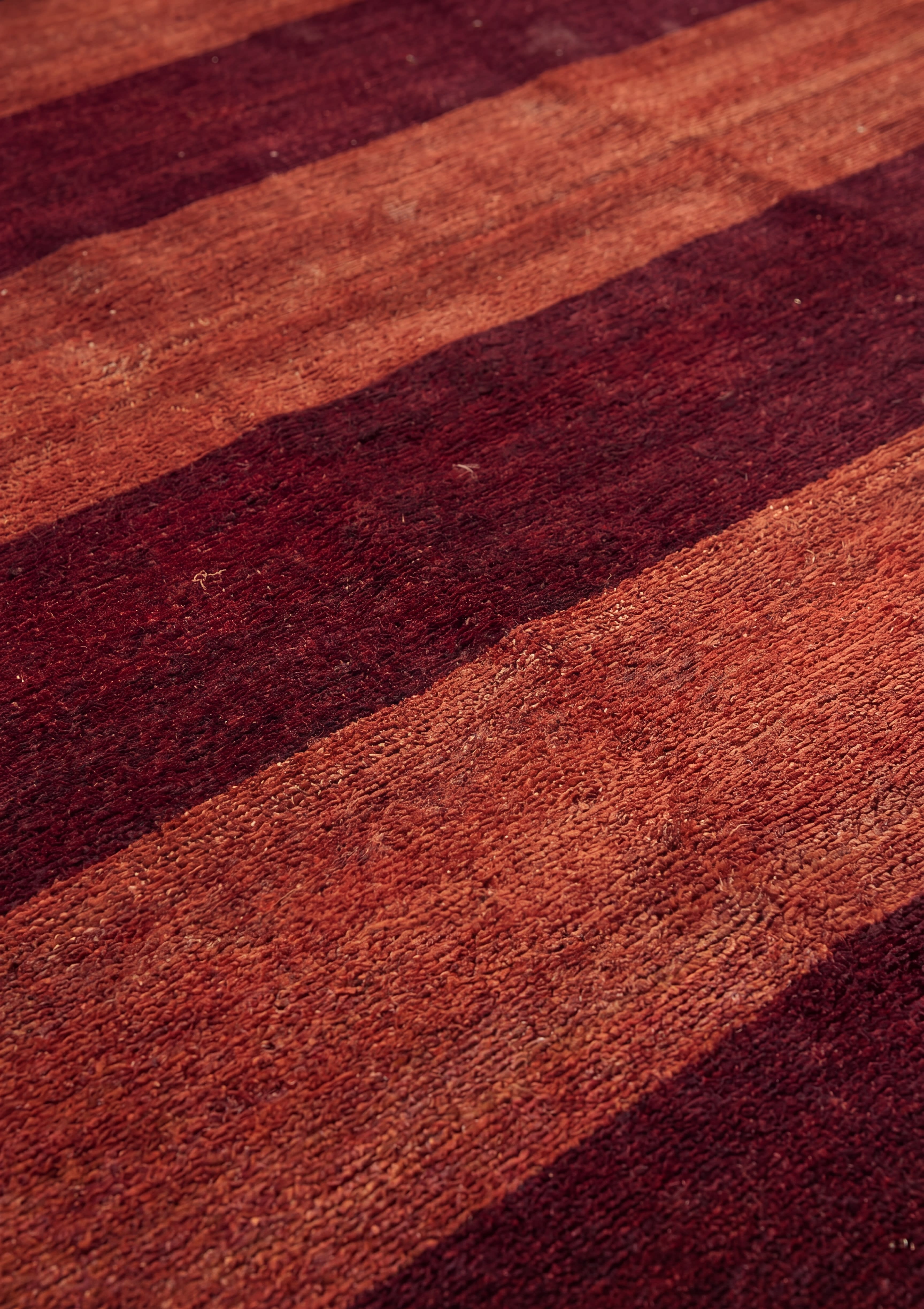 Indo-Gabbeh Stripe Burgundy, Indo-Gabbeh, India (inspired by Lori-Qashqai Gabbeh tradition, Iran) modern rug, in burgundy, Wool, 131x195 cm, Nasim Carpets Malaysia — view 3