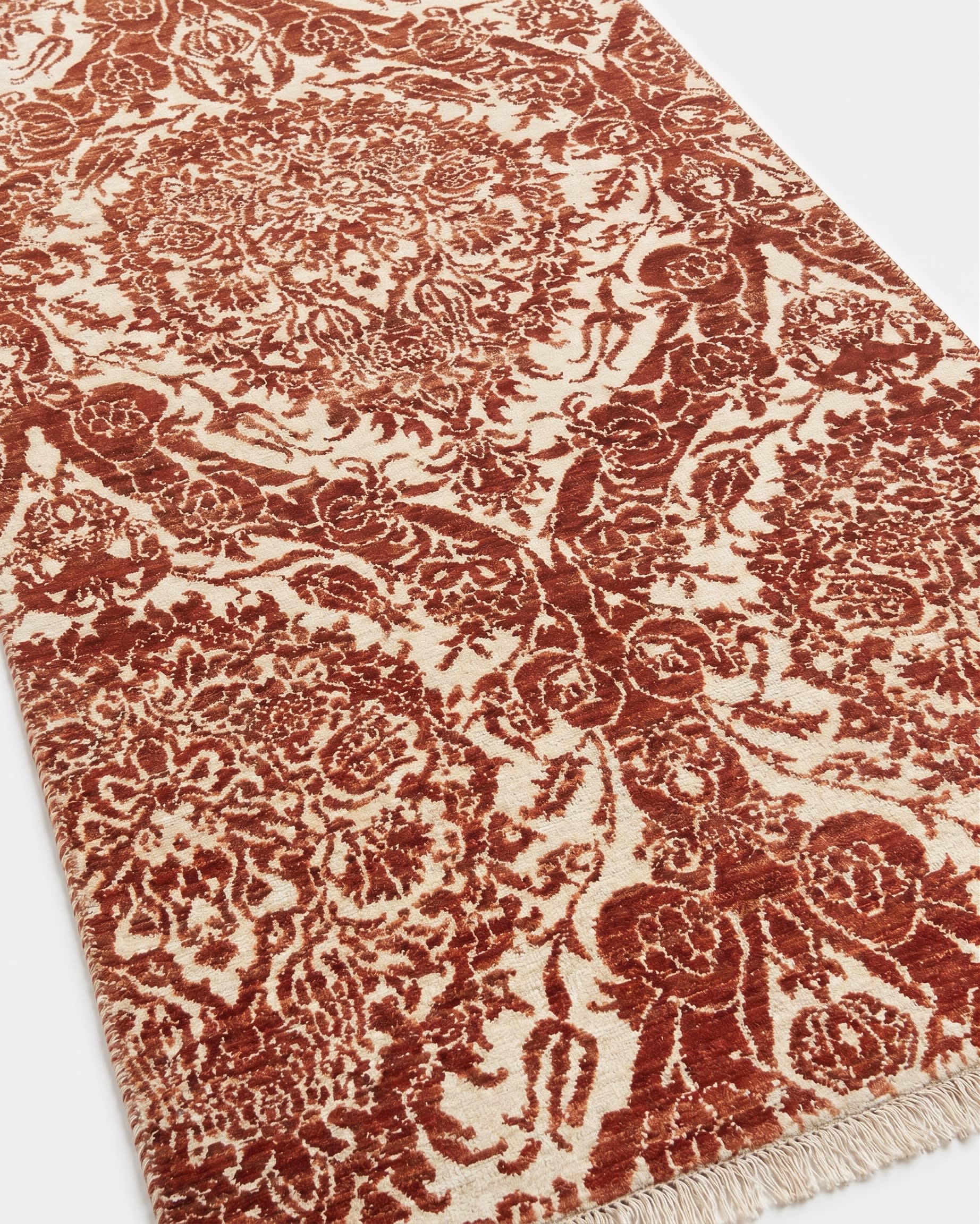 Anatolian Damask Medallion Rust, Turkey modern rug, in burnt rust, Wool, 85x305 cm, Nasim Carpets Malaysia — view 3