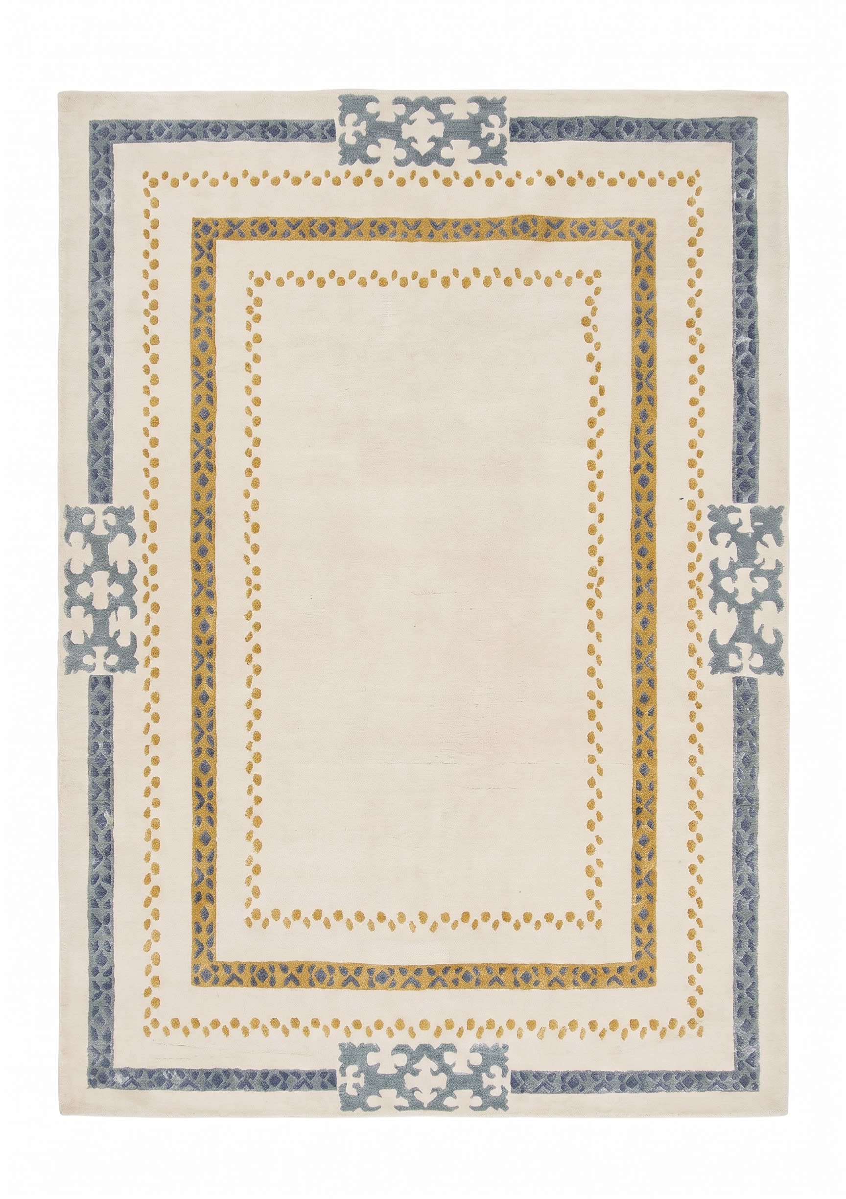 Turkish Minimalist Border Ivory Gold, Turkey modern rug, in ivory, Wool, 152x213 cm, Nasim Carpets Malaysia — view 1