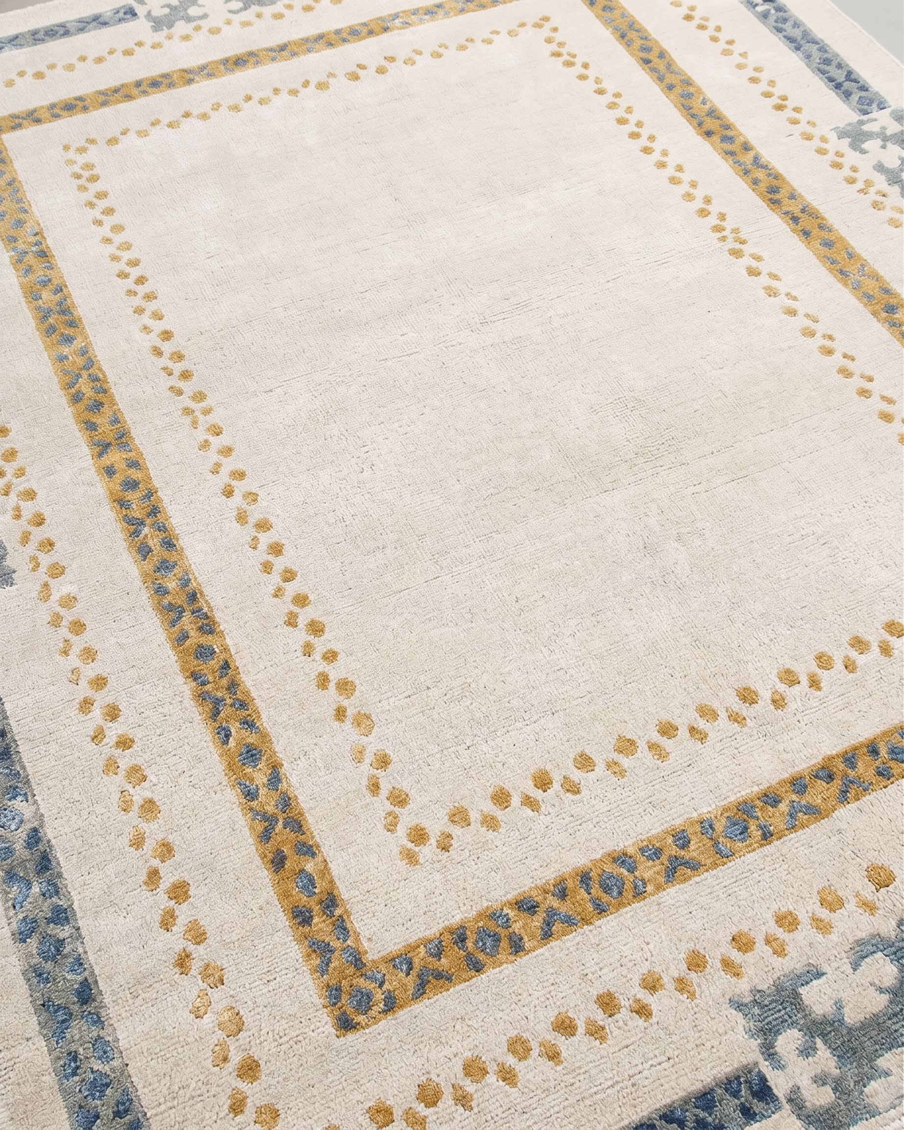 Turkish Minimalist Border Ivory Gold, Turkey modern rug, in ivory, Wool, 152x213 cm, Nasim Carpets Malaysia — view 3