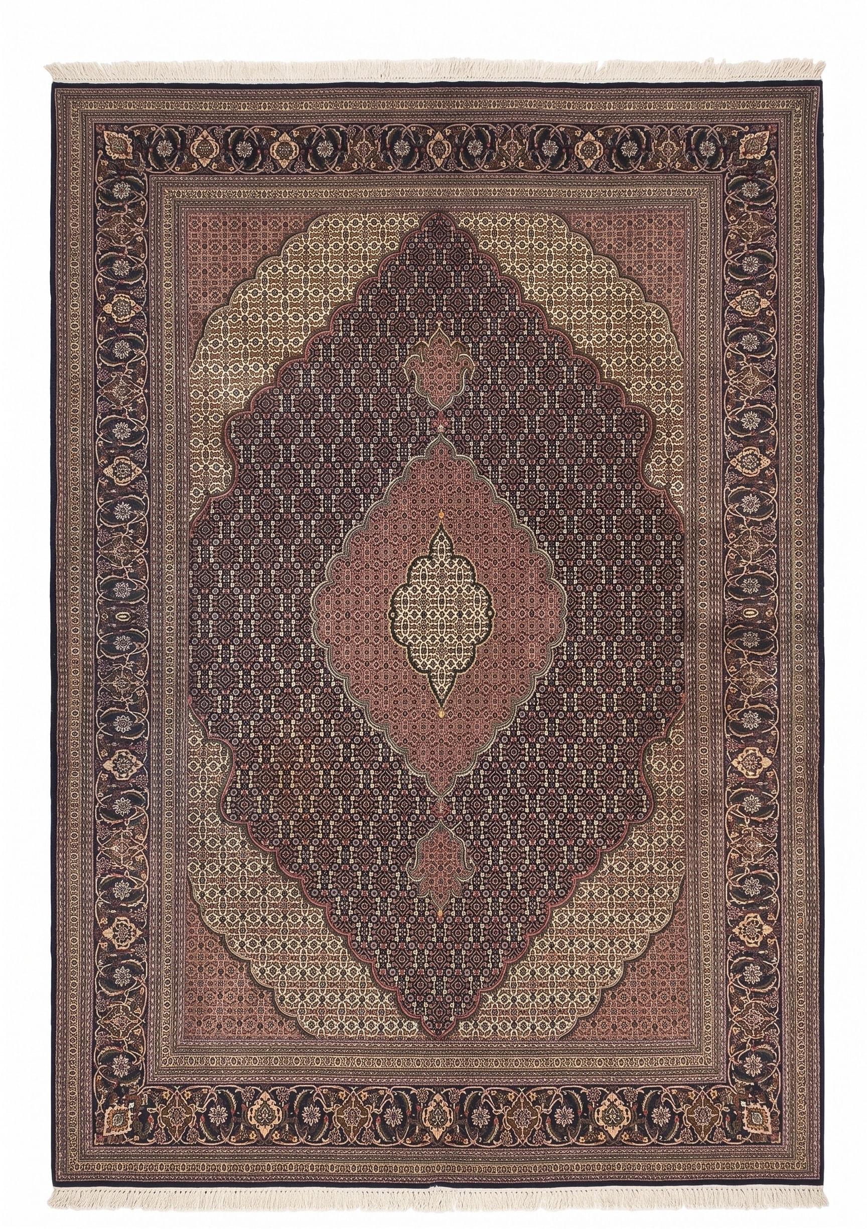 Tabriz Mahi Medallion Navy, Iran persian rug, in midnight navy, Wool, 213x305 cm, Nasim Carpets Malaysia — view 1
