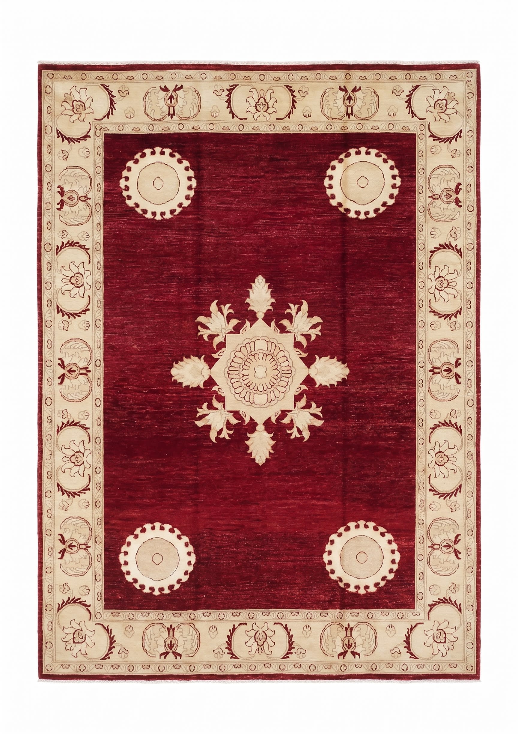 Pakistani Medallion Burgundy, Pakistan persian rug, in burgundy red, Wool, 238x323 cm, Nasim Carpets Malaysia — view 1