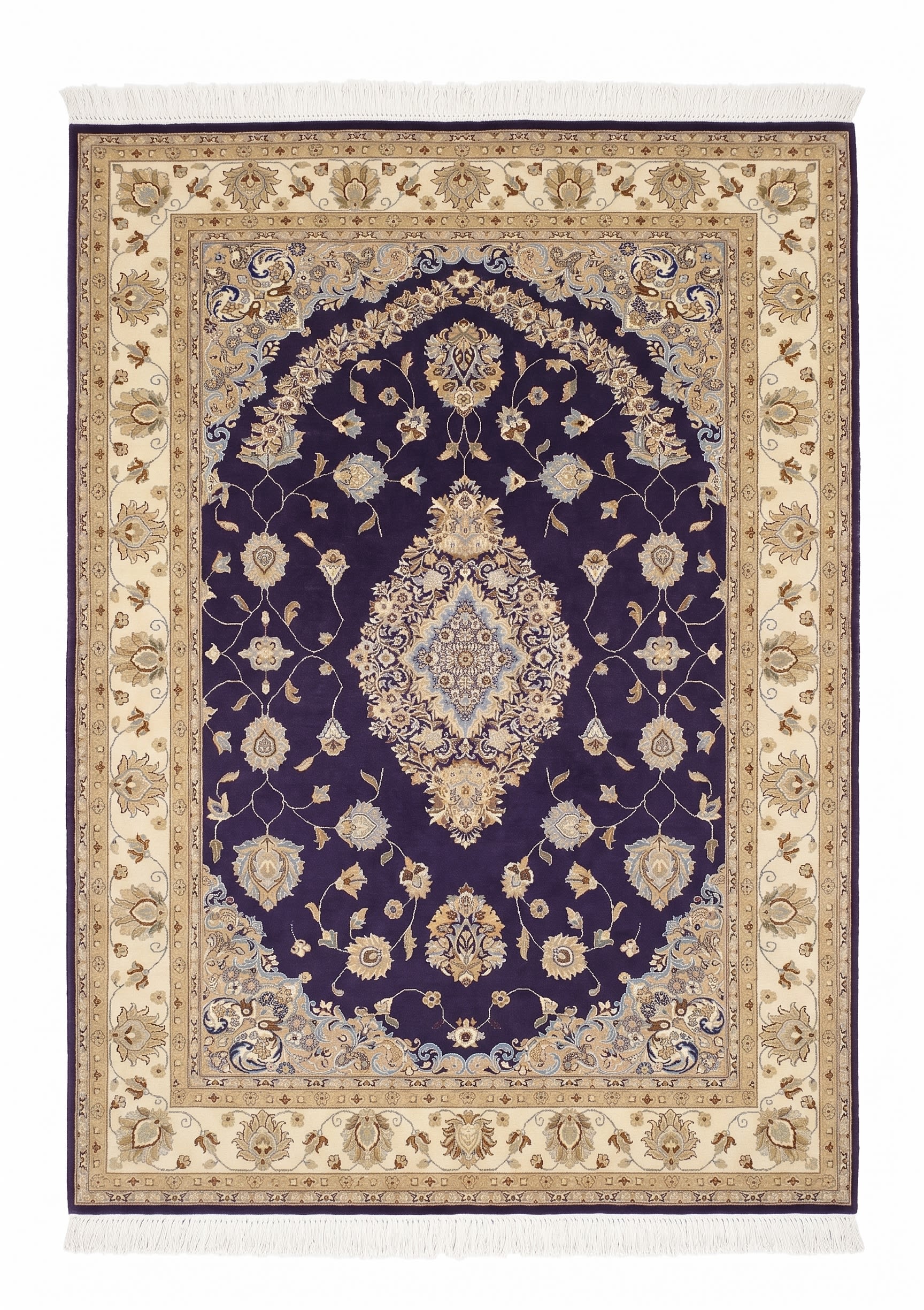 Kerman Medallion Floral Purple, Kerman, Iran persian rug, in royal purple, Wool, 283x384 cm, Nasim Carpets Malaysia — view 1