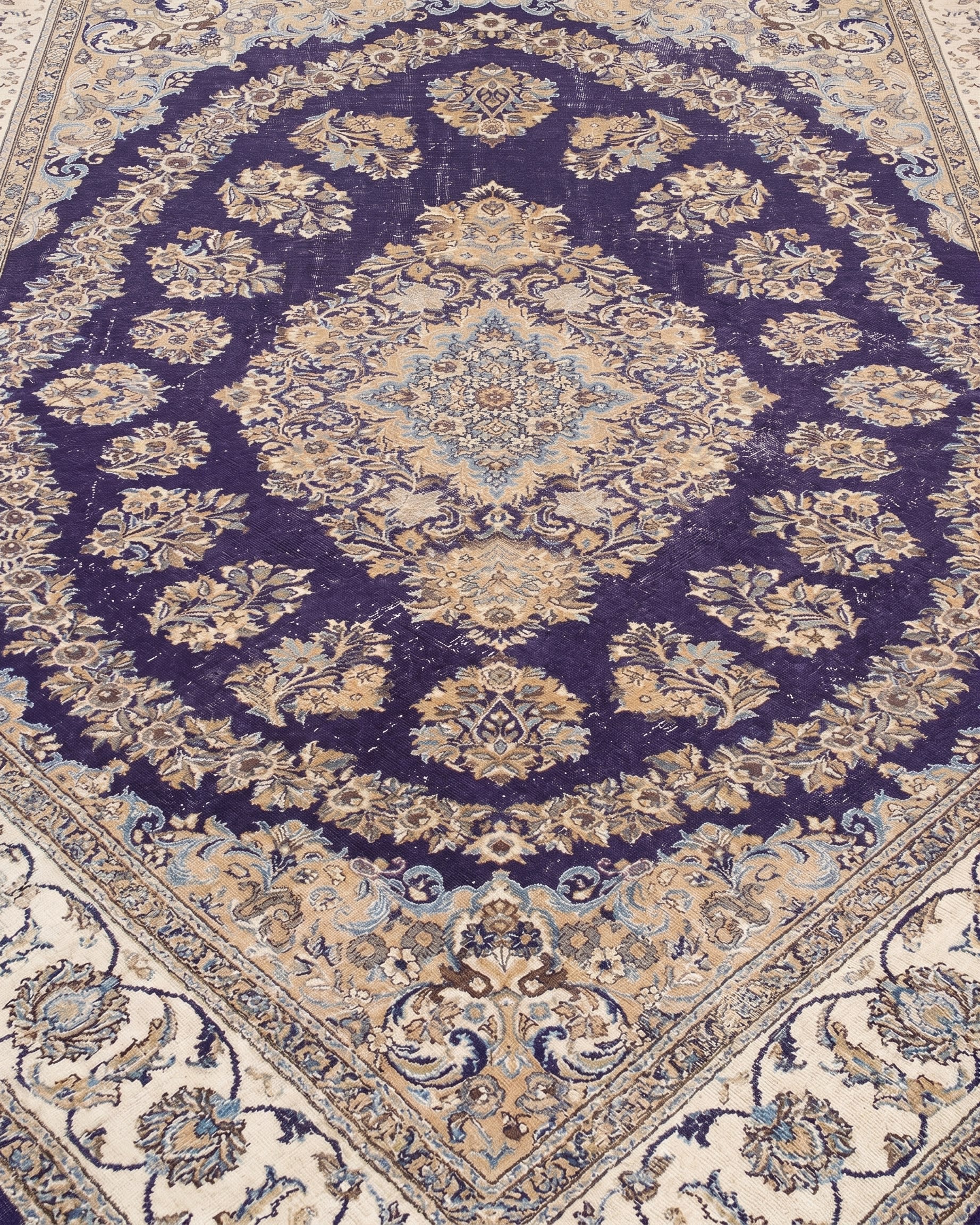 Kerman Medallion Floral Purple, Kerman, Iran persian rug, in royal purple, Wool, 283x384 cm, Nasim Carpets Malaysia — view 3