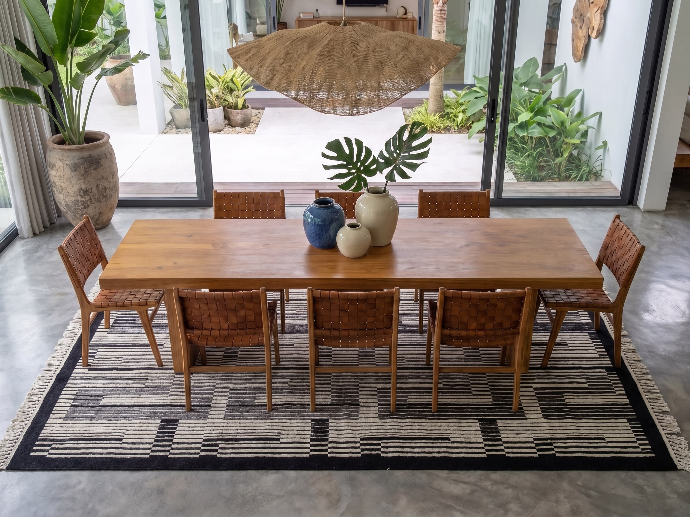 Nepali Abstract Brick Ivory Black, Nepal (Kathmandu Valley workshop tradition) modern rug, in ivory, Wool, 244x305 cm, Nasim Carpets Malaysia — view 2