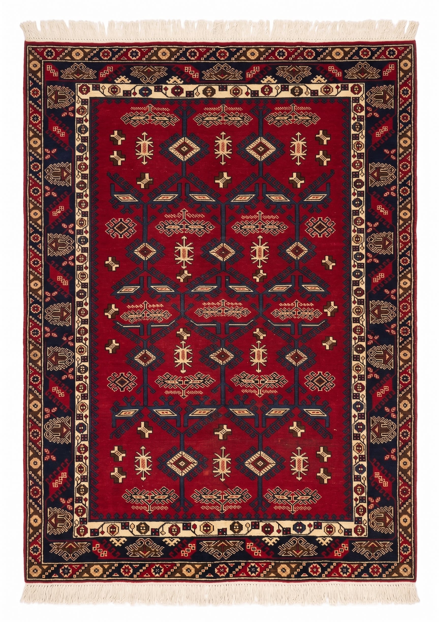 Caucasian Tribal All-Over Crimson, Shirvan, Azerbaijan (Caucasus) tribal rug, in crimson red, Wool, 213x305 cm, Nasim Carpets Malaysia — view 1