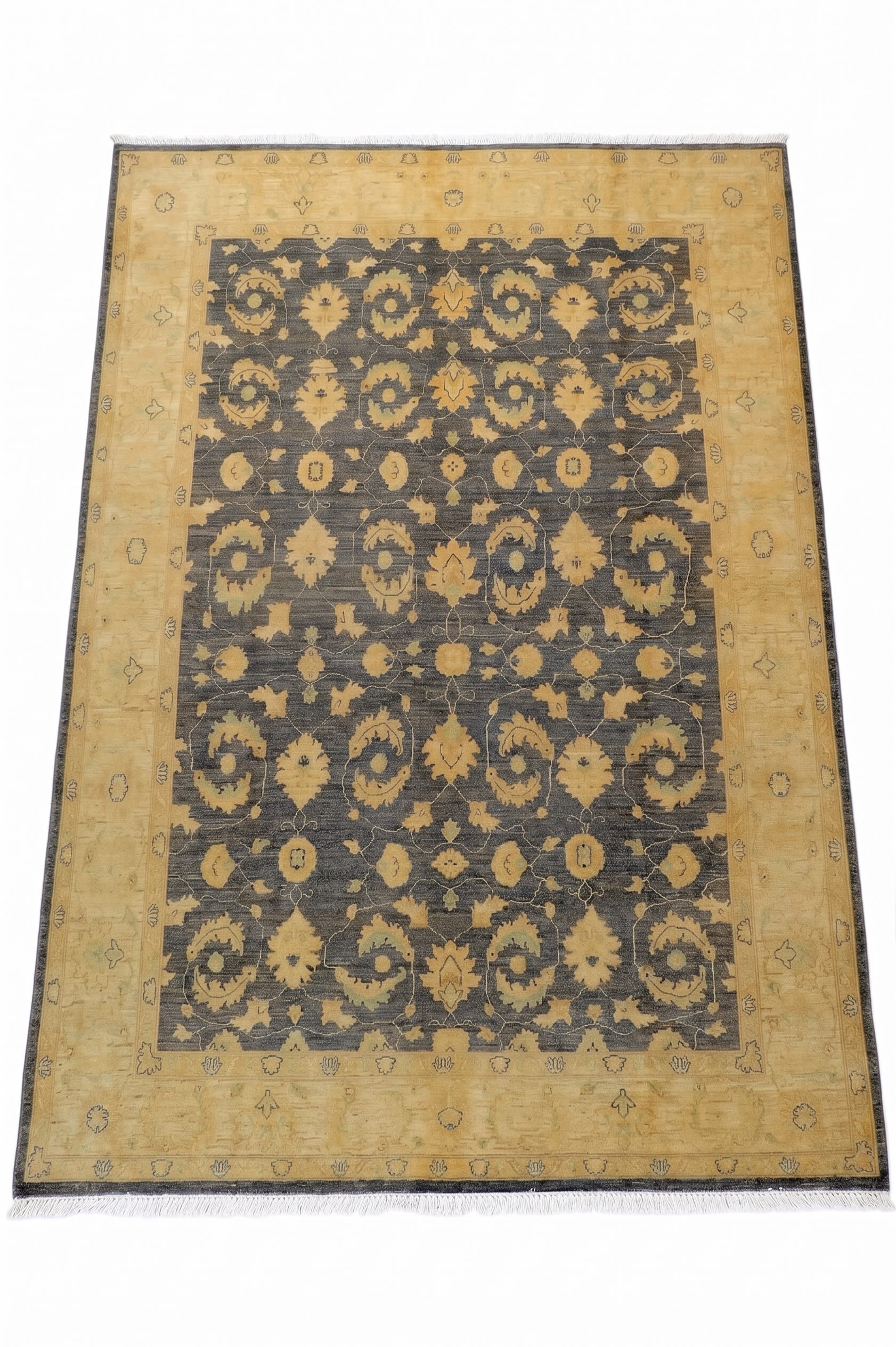 Chobi Ziegler All-Over Charcoal Gold, Peshawar, Pakistan (Chobi Ziegler tradition) persian rug, in charcoal slate, Wool, 253x305 cm, Nasim Carpets Malaysia — view 1