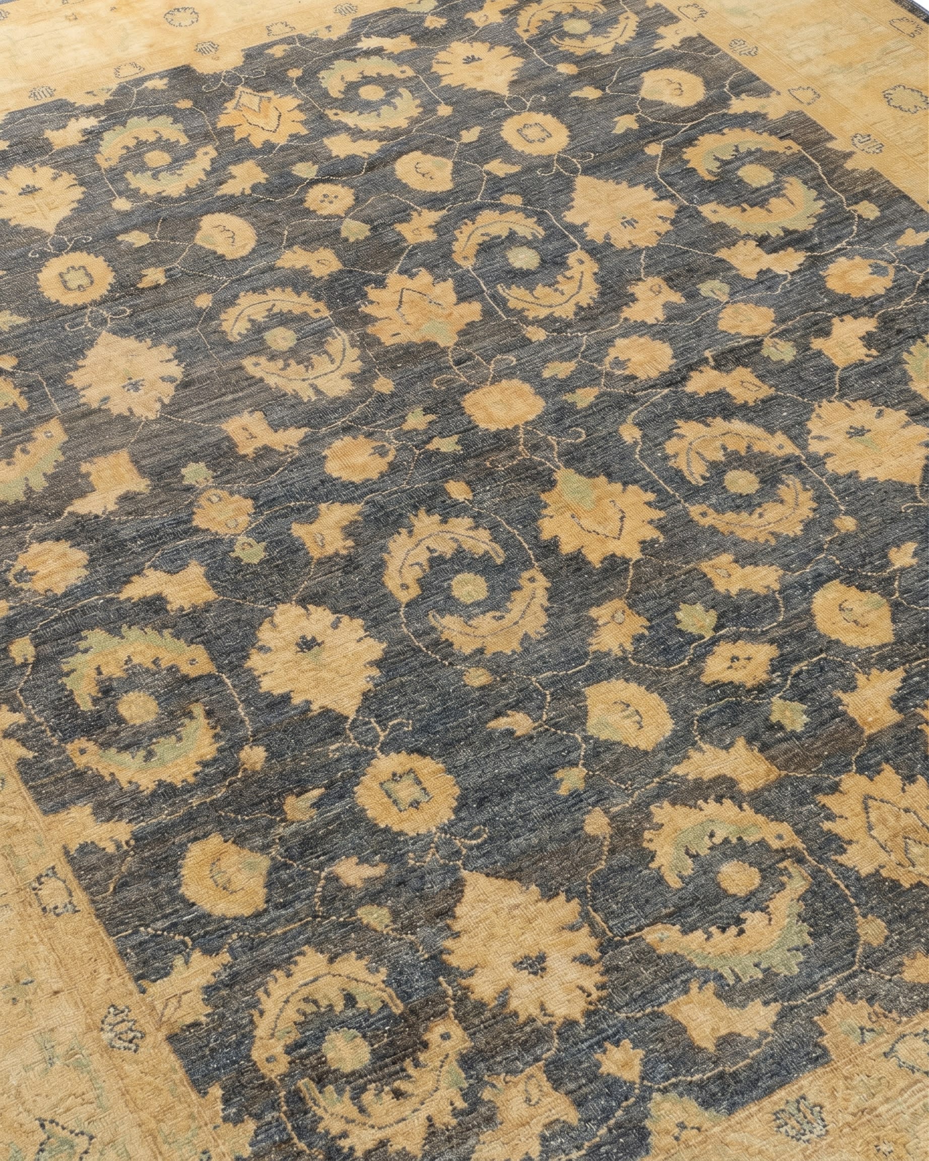 Chobi Ziegler All-Over Charcoal Gold, Peshawar, Pakistan (Chobi Ziegler tradition) persian rug, in charcoal slate, Wool, 253x305 cm, Nasim Carpets Malaysia — view 3