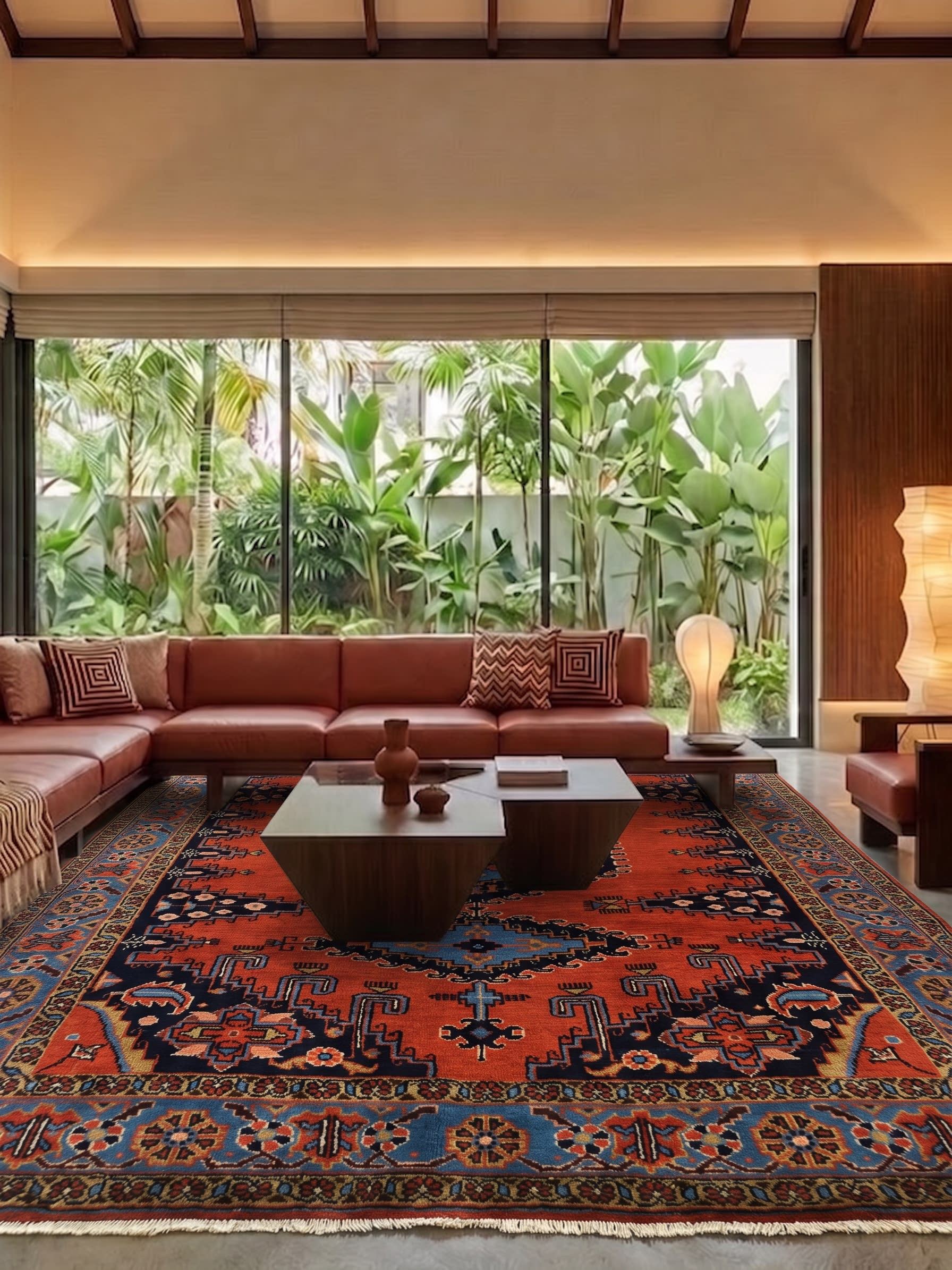 Malayer Triple Medallion Rust, Malayer, Hamadan Province, Iran persian rug, in burnt rust red, Wool, 177x226, Nasim Carpets Malaysia — view 2