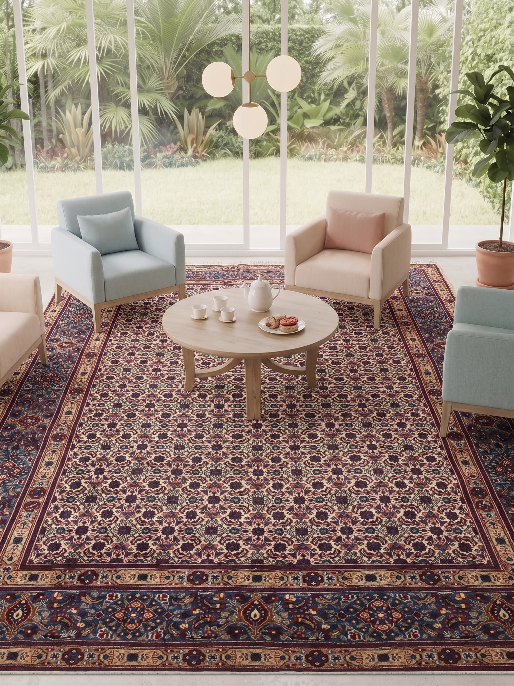 Bijar All-Over Ivory, Bijar, Iran persian rug, in ivory, Wool, 207x302, Nasim Carpets Malaysia — view 2