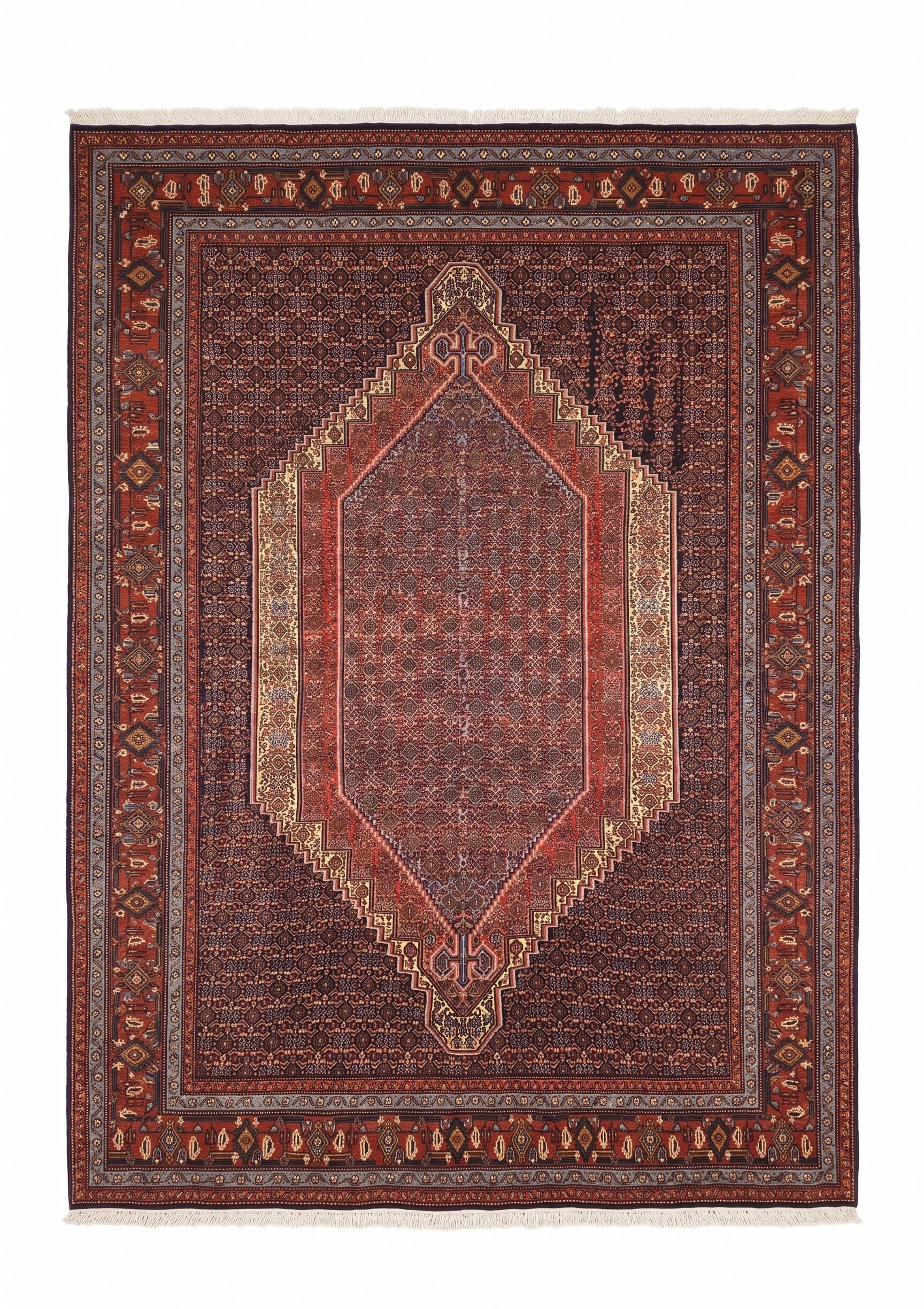Senneh Medallion Herati Slate Blue, Senneh (Sanandaj), Kurdistan, Iran persian rug, in slate blue, Wool, 201x280, Nasim Carpets Malaysia — view 1