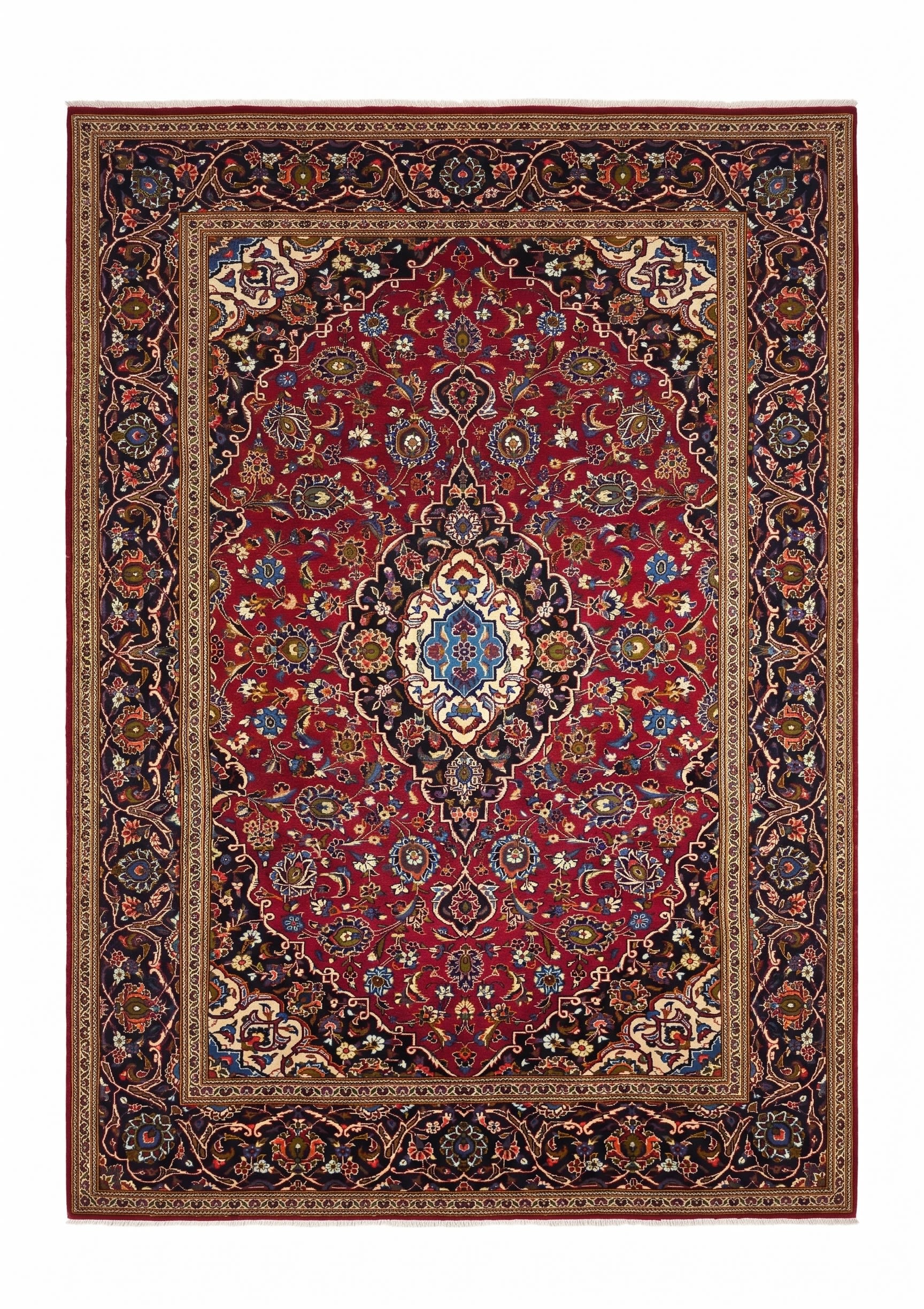 Kashan Medallion Crimson, Kashan, Iran persian rug, in crimson red, Wool, 204x280, Nasim Carpets Malaysia — view 1