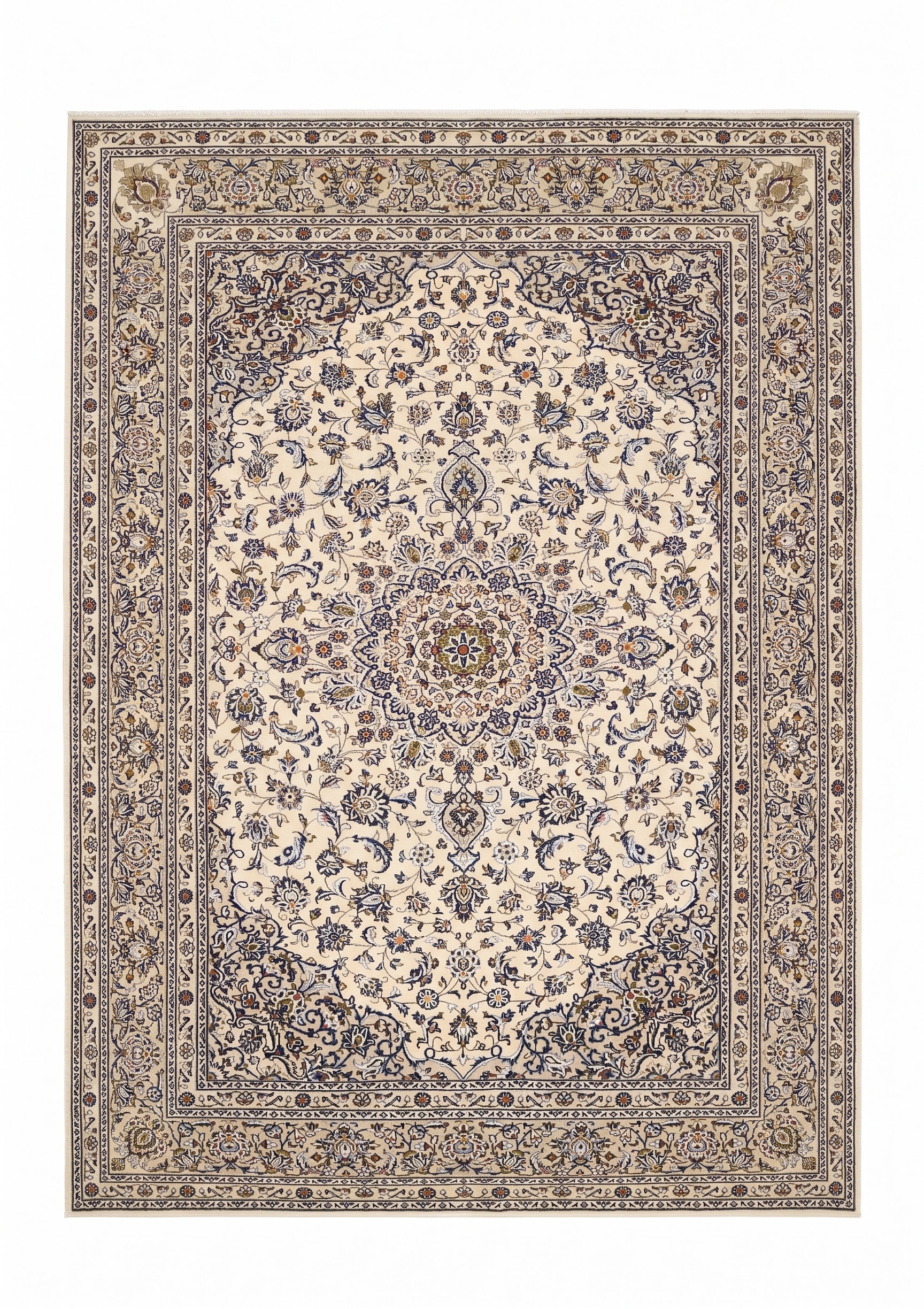 Kashan Medallion Ivory, Kashan, Iran persian rug, in antique ivory, Wool, 195x290, Nasim Carpets Malaysia — view 1