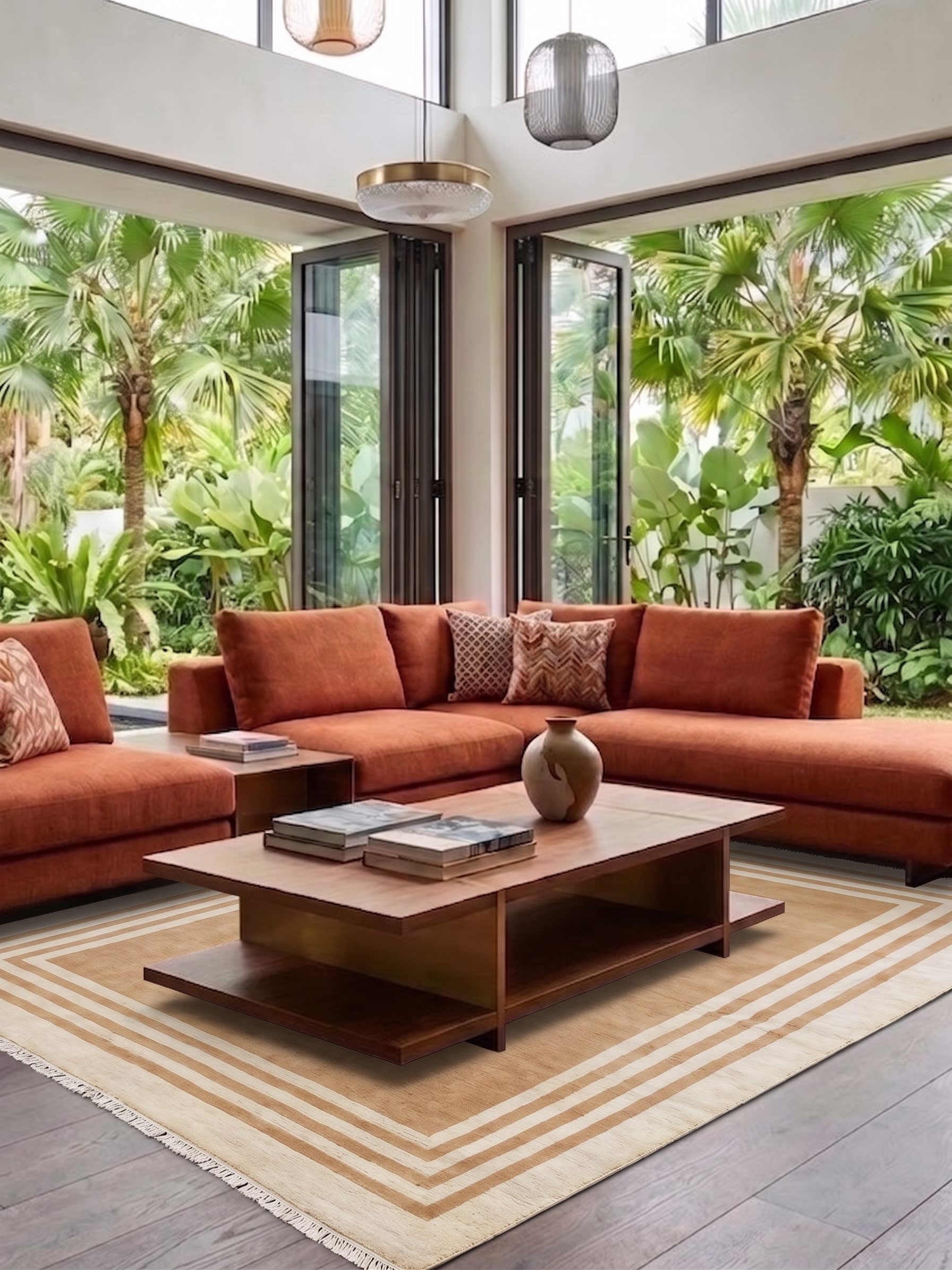 Tibetan Minimalist Field Camel, Tibet modern rug, in camel, Wool, 219x305, Nasim Carpets Malaysia — view 2