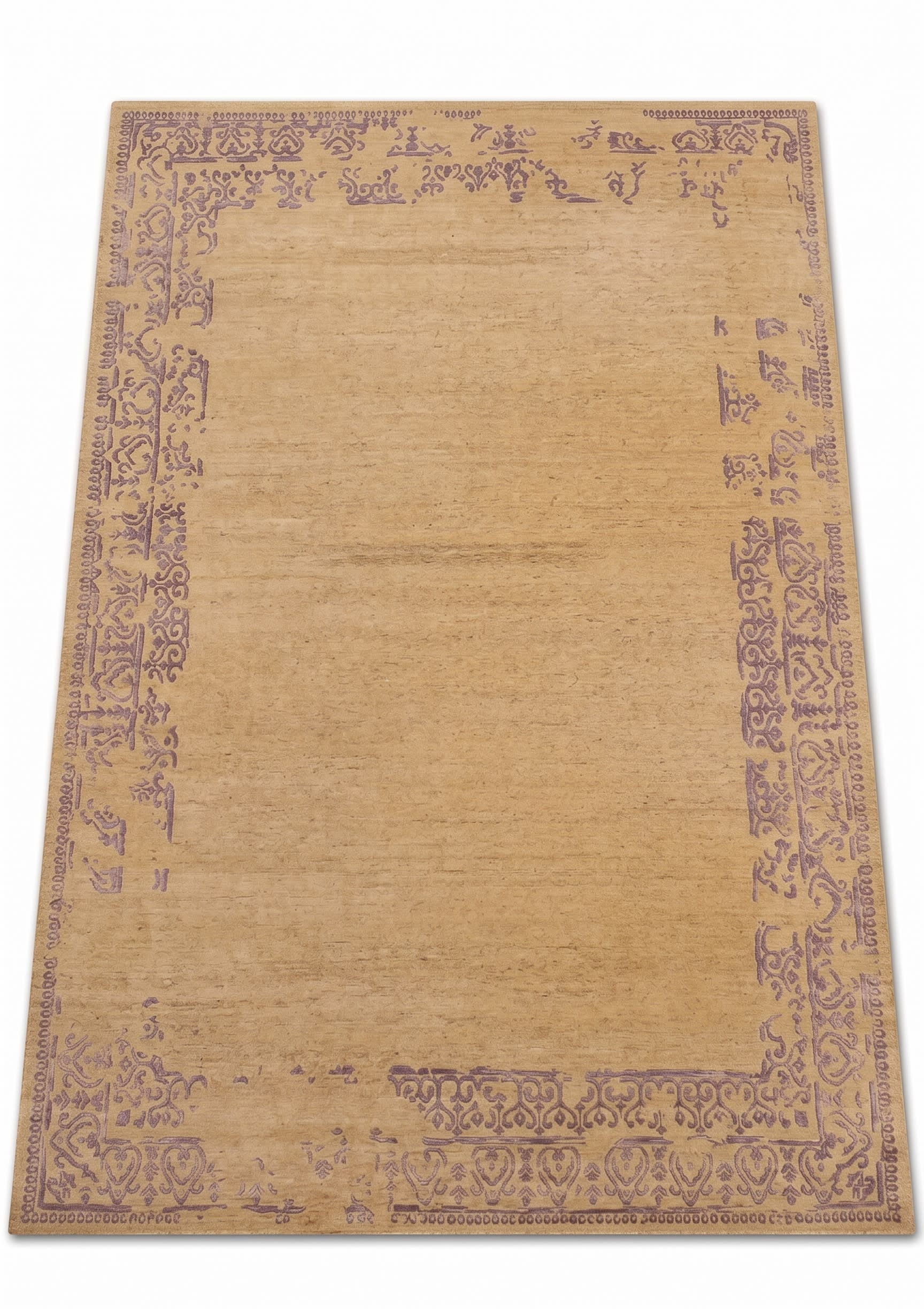 Indo-Persian Arabesque Sand Lavender, India (Indo-Persian tradition) modern rug, in warm sand, Viscose, 201x305, Nasim Carpets Malaysia — view 1