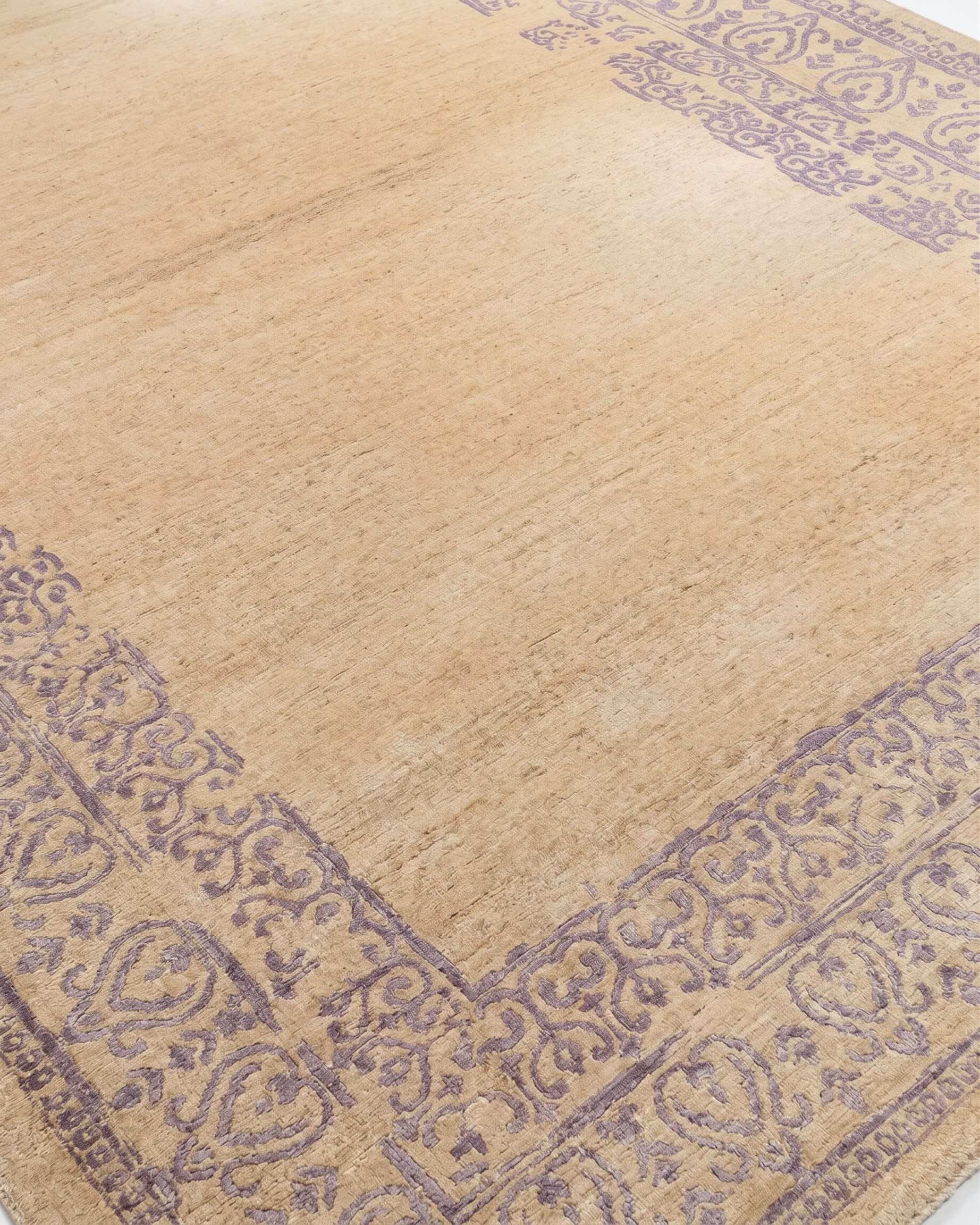 Indo-Persian Arabesque Sand Lavender, India (Indo-Persian tradition) modern rug, in warm sand, Viscose, 201x305, Nasim Carpets Malaysia — view 3
