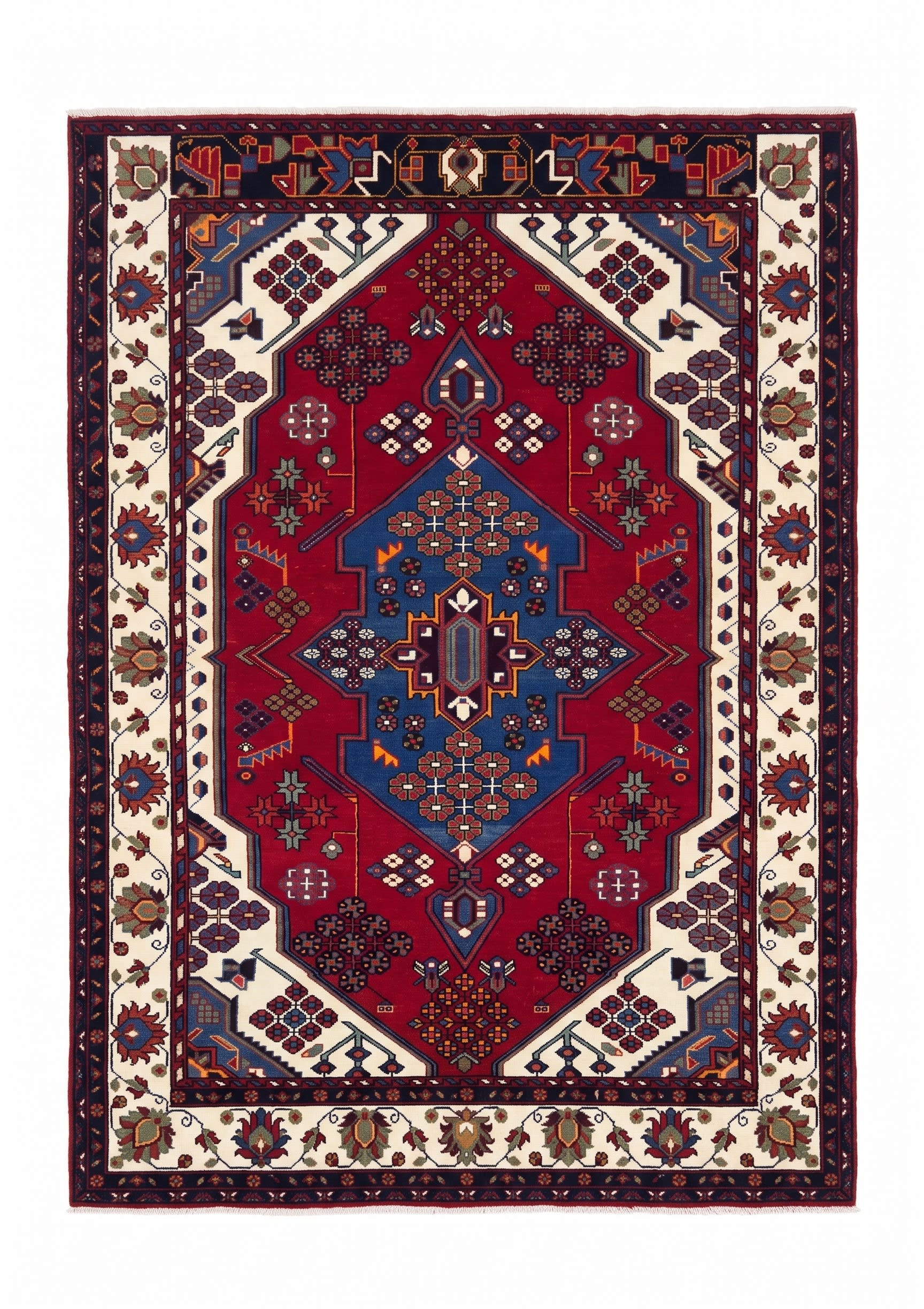Nahavand Medallion Crimson, Nahavand, Hamadan Province, Iran tribal rug, in crimson red, Wool, 137x210, Nasim Carpets Malaysia — view 1