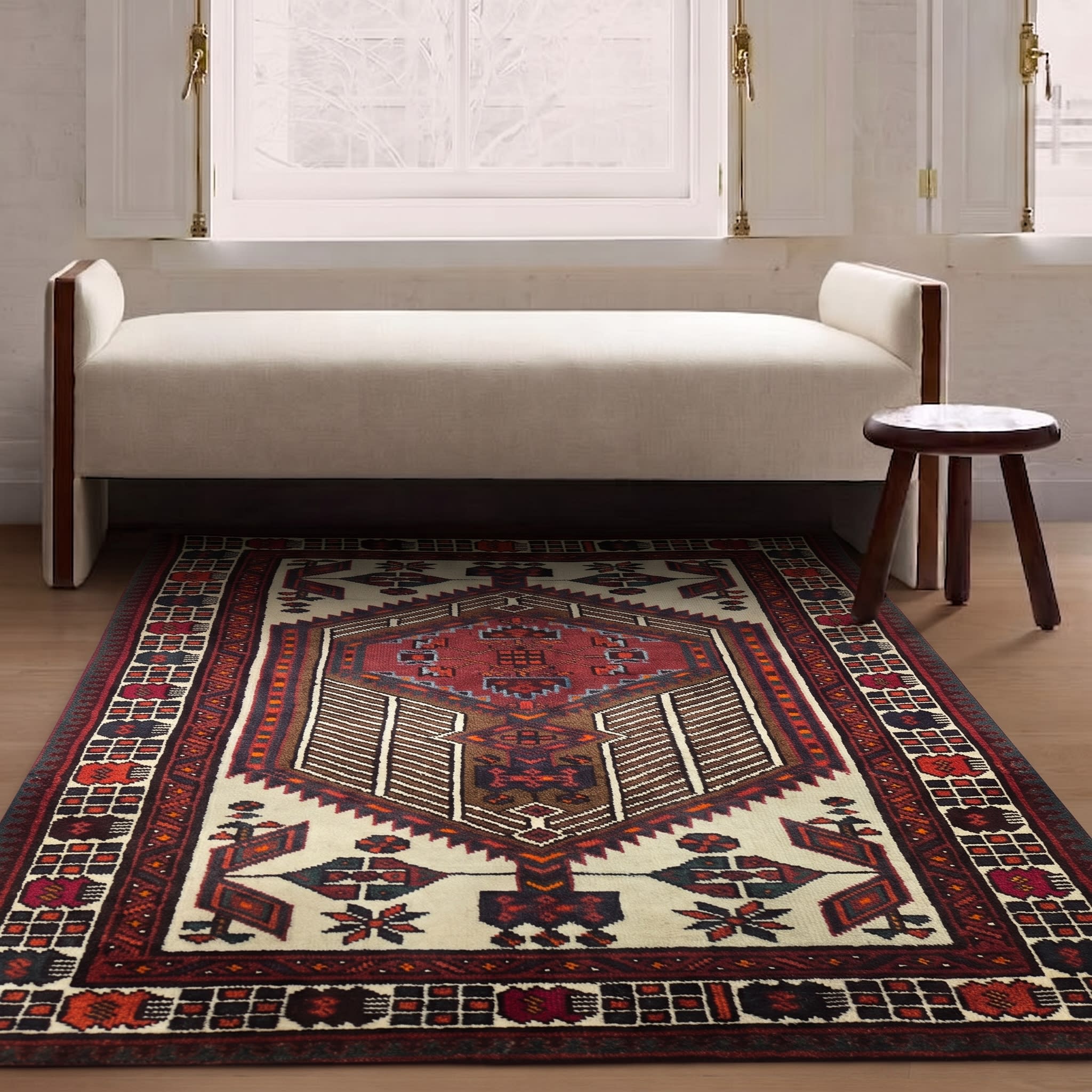 Hamadan Medallion Ivory, Hamadan Region, Iran tribal rug, in ivory, Wool, 91x158, Nasim Carpets Malaysia — view 2