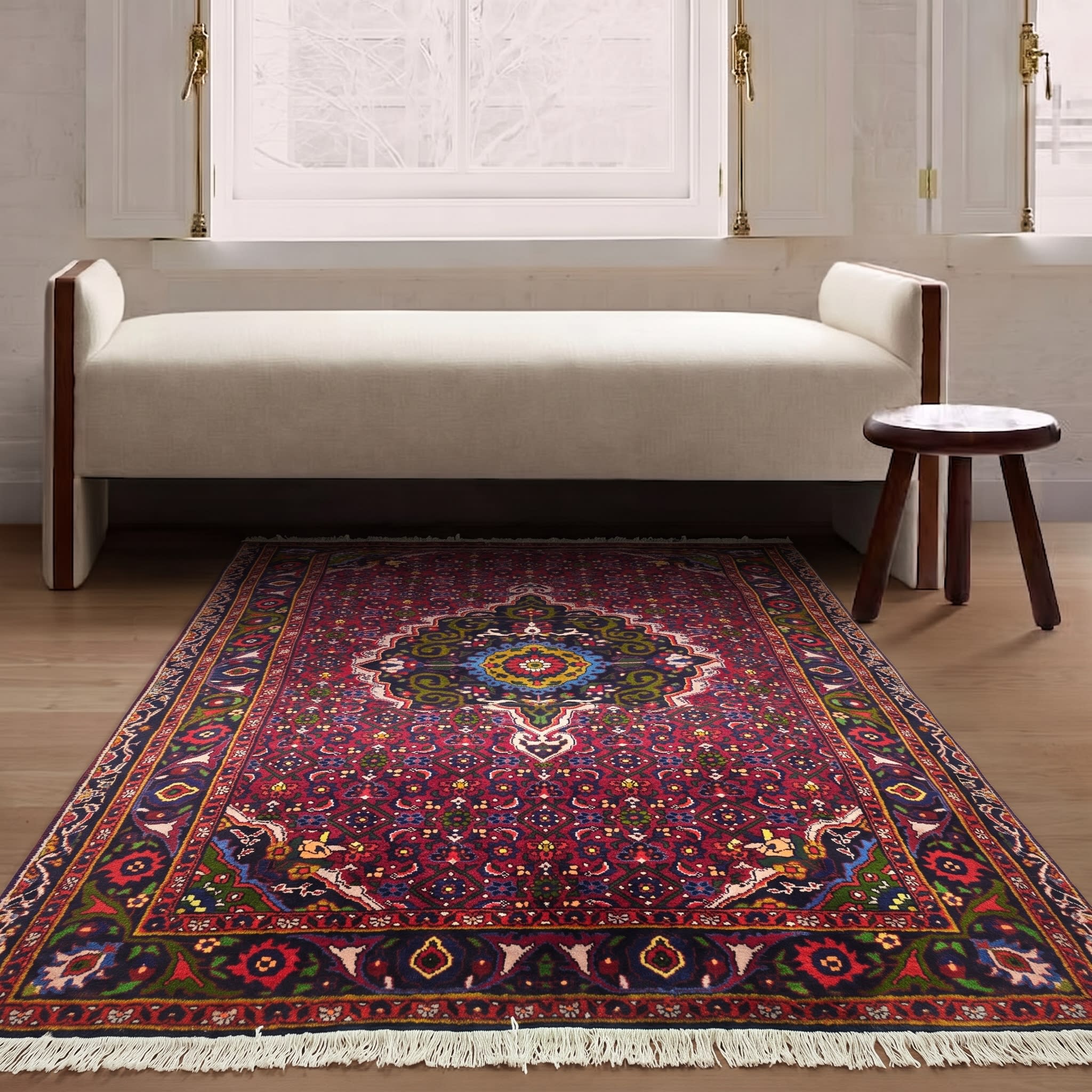 Bidjar Medallion Crimson, Bidjar, Kurdistan Province, Iran tribal rug, in crimson red, Wool, 122x226, Nasim Carpets Malaysia — view 2