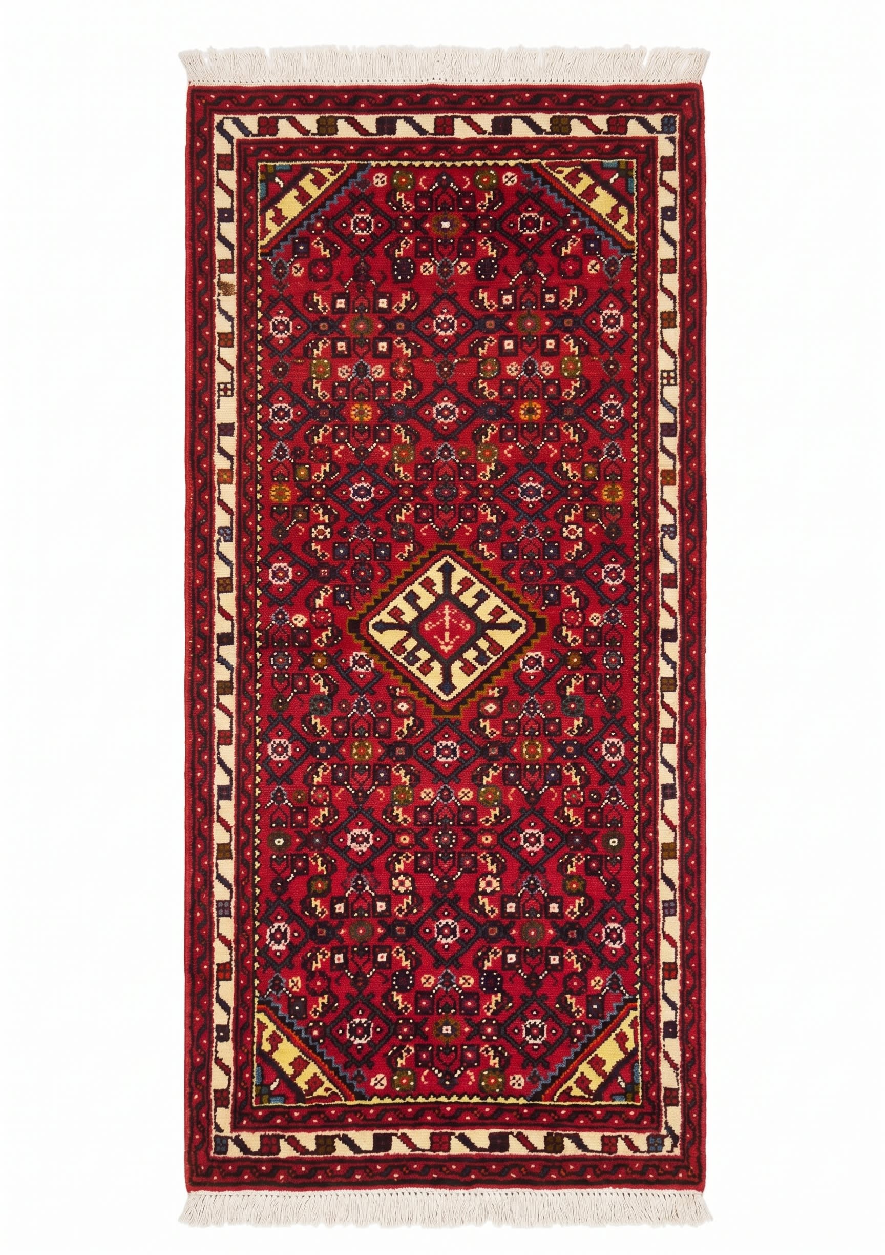Hamedan All-Over Crimson Runner, Hamedan, Iran tribal rug, in crimson red, Wool, 79x201, Nasim Carpets Malaysia — view 1