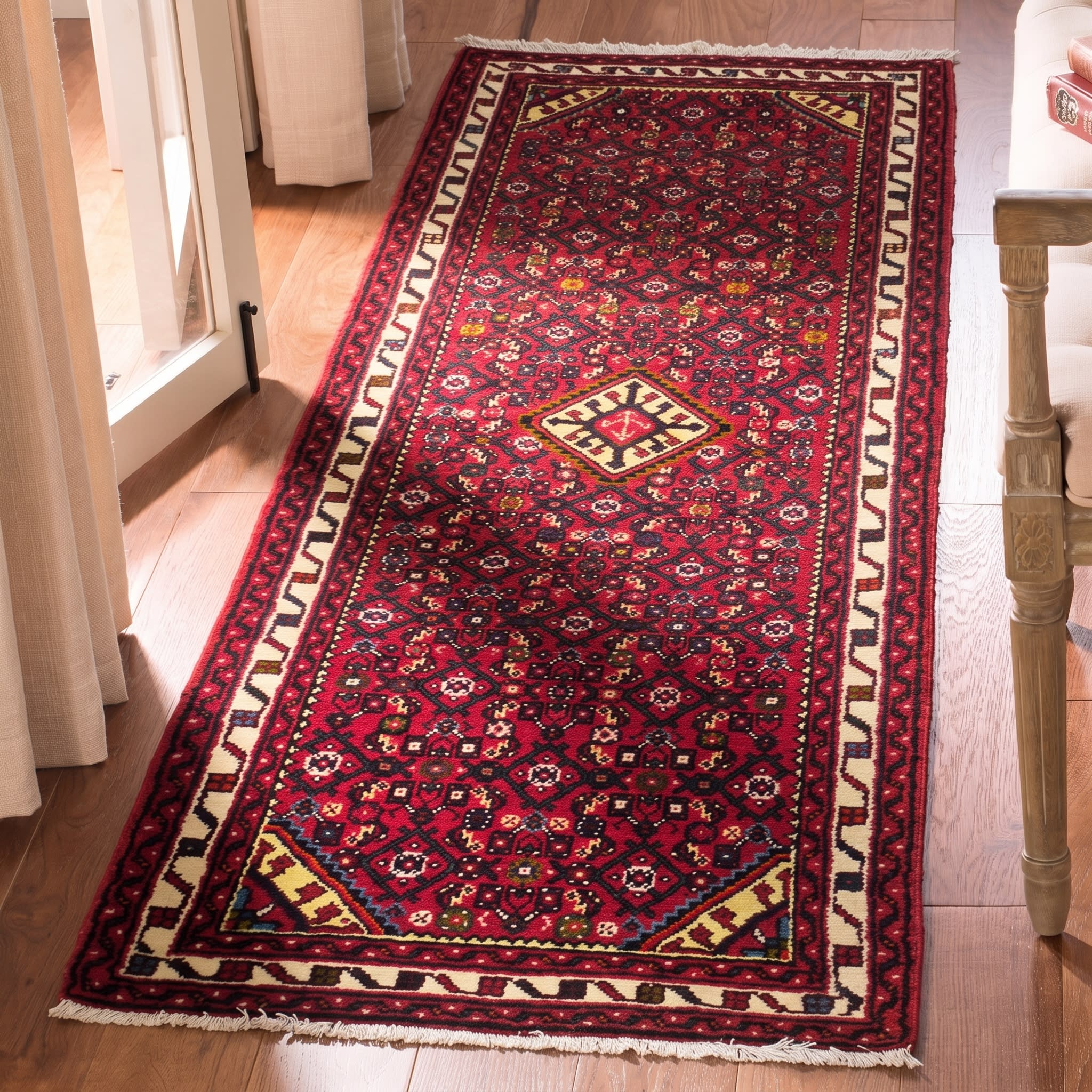Hamedan All-Over Crimson Runner, Hamedan, Iran tribal rug, in crimson red, Wool, 79x201, Nasim Carpets Malaysia — view 2