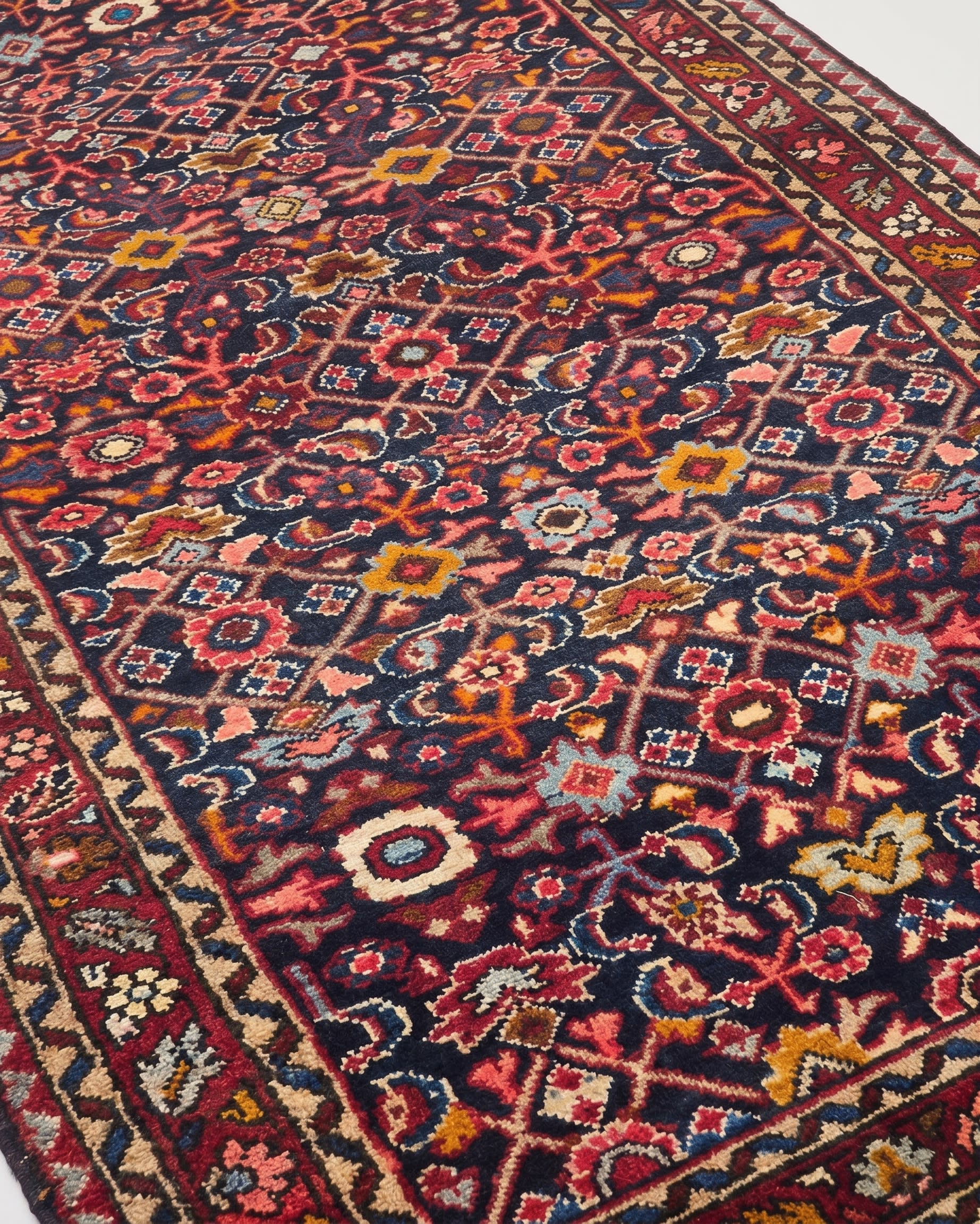 Malayir All-Over Herati Navy, Malayir, Hamadan Province, Iran tribal rug, in midnight navy, Wool, 98x213, Nasim Carpets Malaysia — view 3