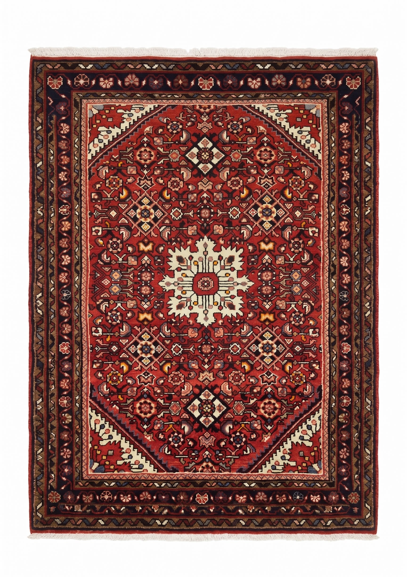 Hamedan Medallion Red, Hamedan, Iran tribal rug, in madder red, Wool, 104x171, Nasim Carpets Malaysia — view 1