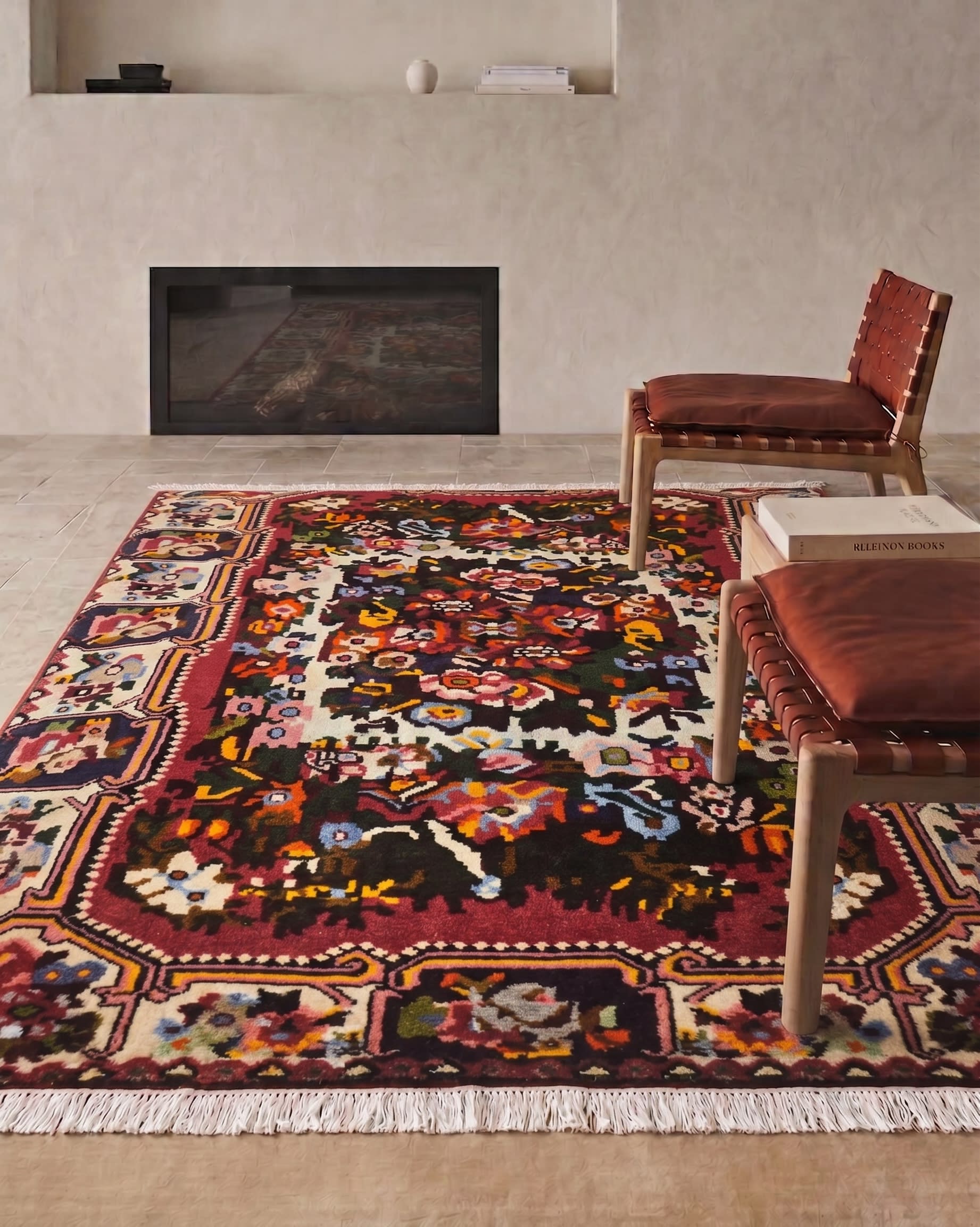Bakhtiari Floral Garden Crimson, Bakhtiari, Iran tribal rug, in crimson red, Wool, 107x158, Nasim Carpets Malaysia — view 2