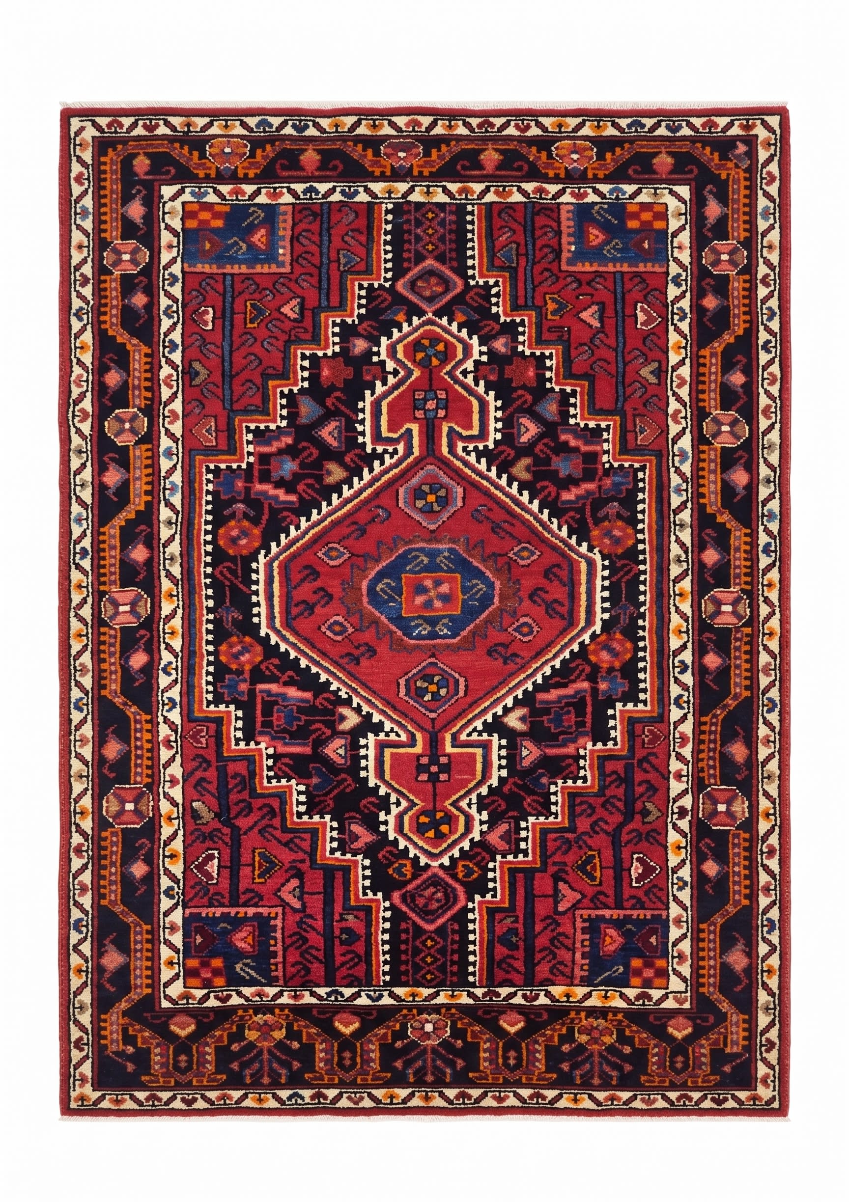 Qashqai Medallion Crimson, Qashqai, Fars Province, Iran tribal rug, in crimson red, Wool, 113x171, Nasim Carpets Malaysia — view 1